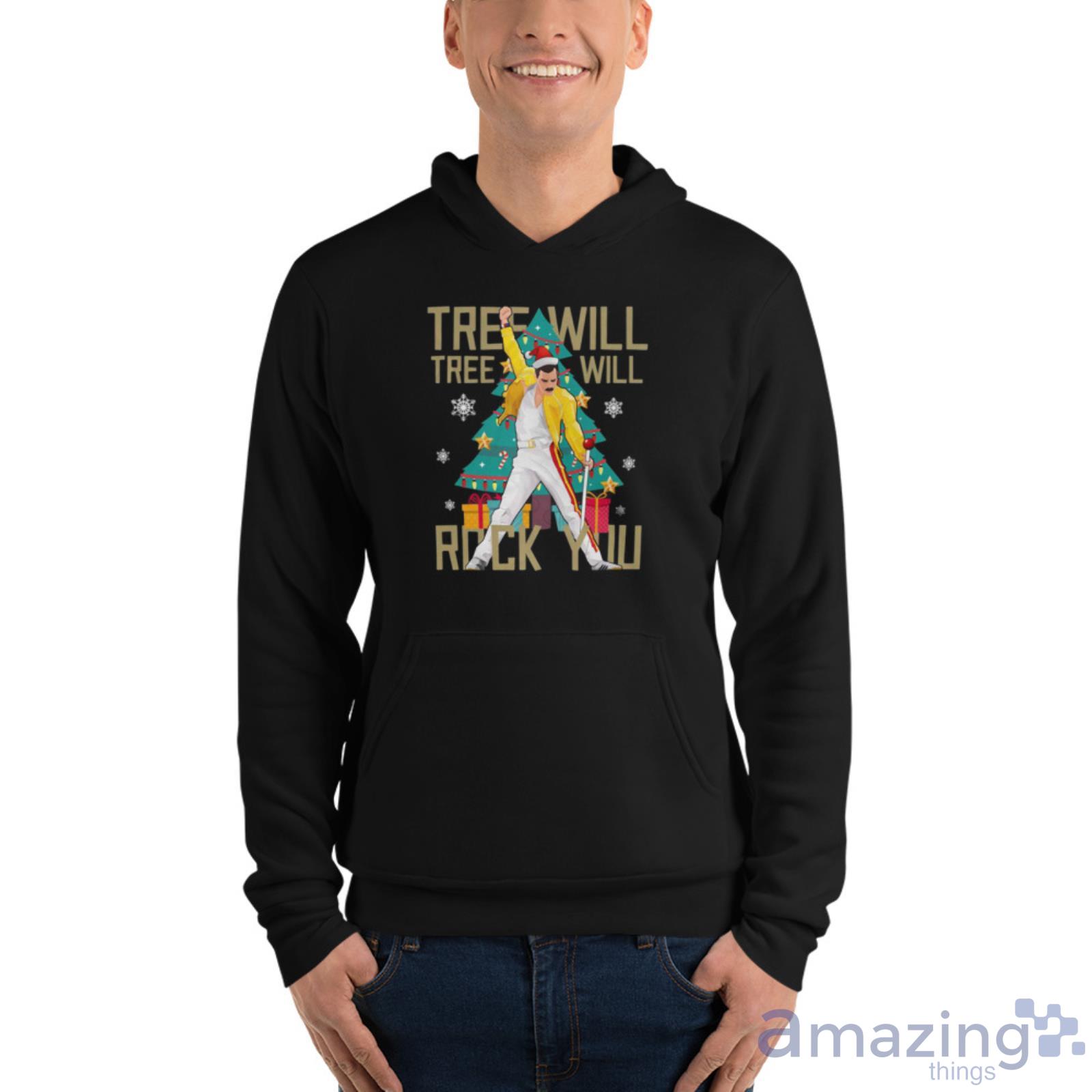 Freddie Mercury Christmas Tree Tree Will Rock You Tee Shirt image Freddie Mercury Christmas Tree Tree Will Rock You Tee Shirt - Unisex Fleece Pullover Hoodie