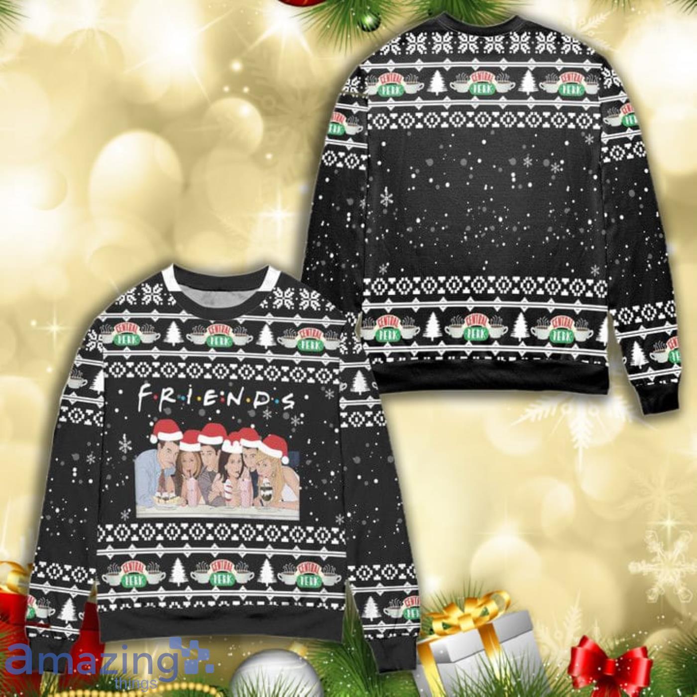 Friends Central Perk Coffee House All Over Print 3D Ugly Christmas Sweater Product Photo 1 Friends Central Perk Coffee House All Over Print 3D Ugly Christmas Sweater Product Photo 1
