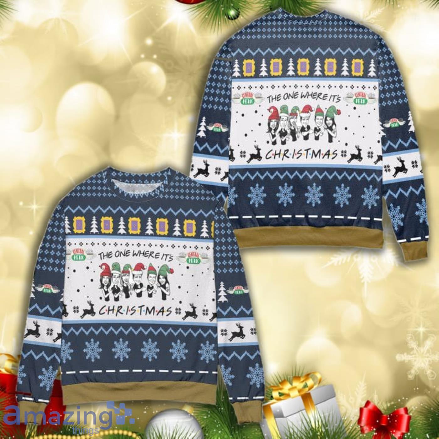 Friends Series The One Where Its Christmas Snowflake All Over Print 3D Ugly Christmas Sweater Product Photo 1