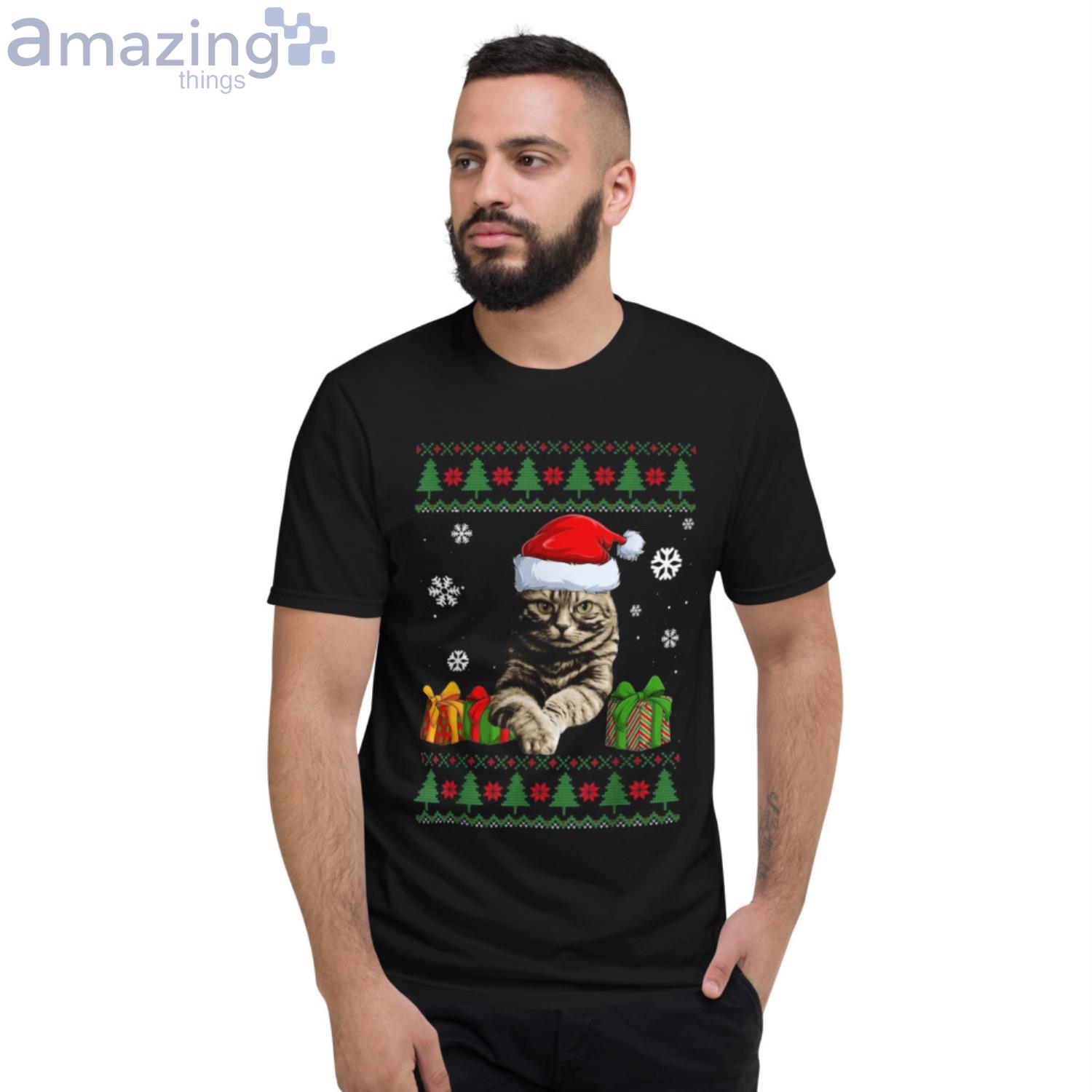 Funny Cat lovers Cute Cat Santa Hat Christmas Shirt image Funny Cat lovers Cute Cat Santa Hat Christmas Shirt Product Photo 2