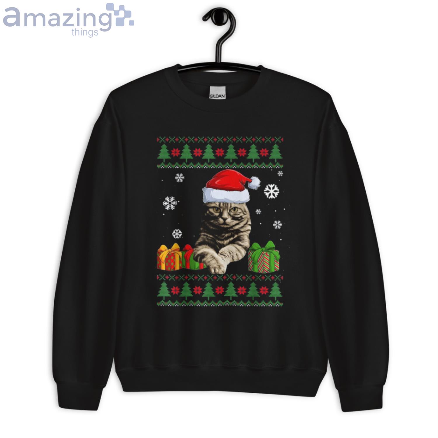 Funny Cat lovers Cute Cat Santa Hat Christmas Shirt image Funny Cat lovers Cute Cat Santa Hat Christmas Shirt Product Photo 3