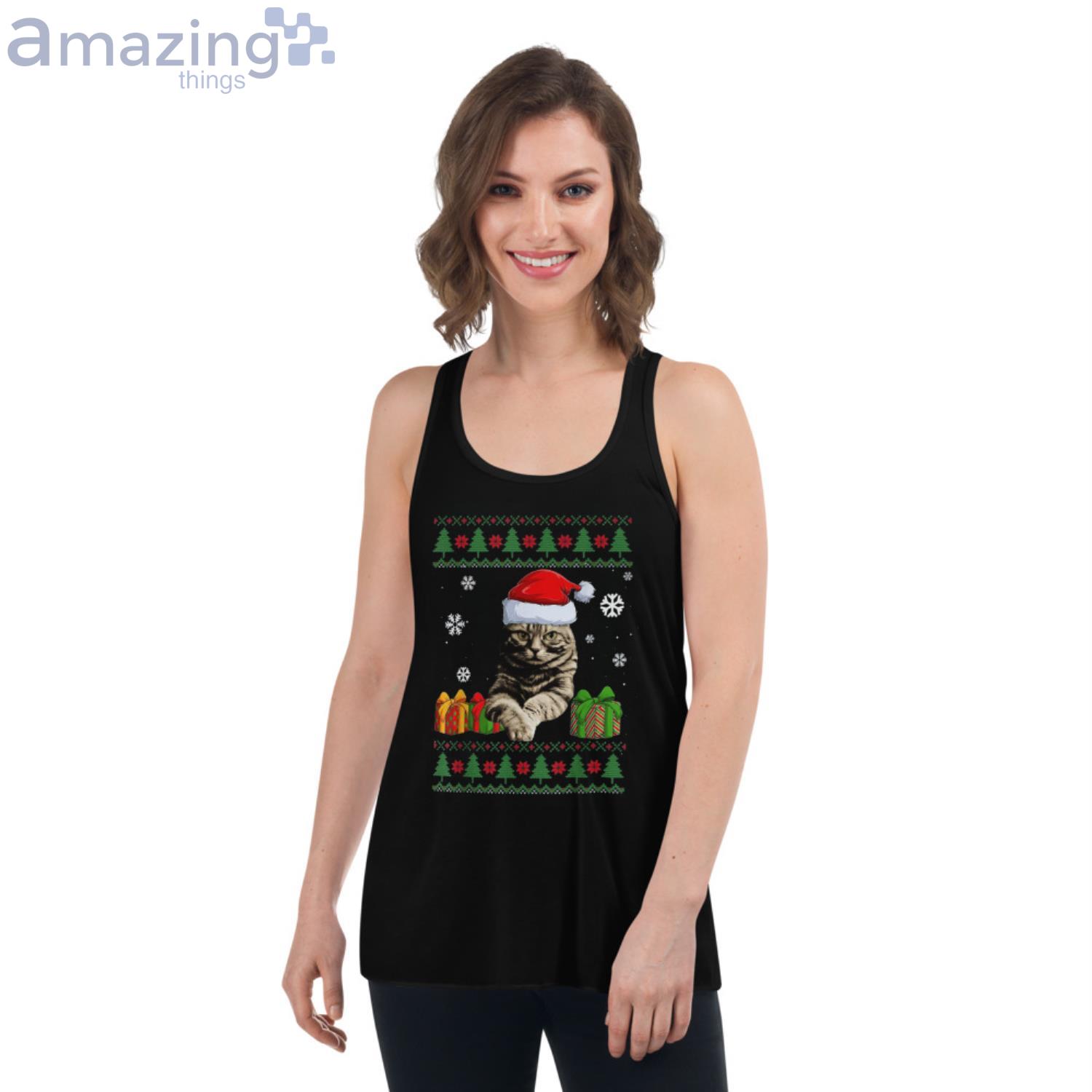 Funny Cat lovers Cute Cat Santa Hat Christmas Shirt image Funny Cat lovers Cute Cat Santa Hat Christmas Shirt Product Photo 5