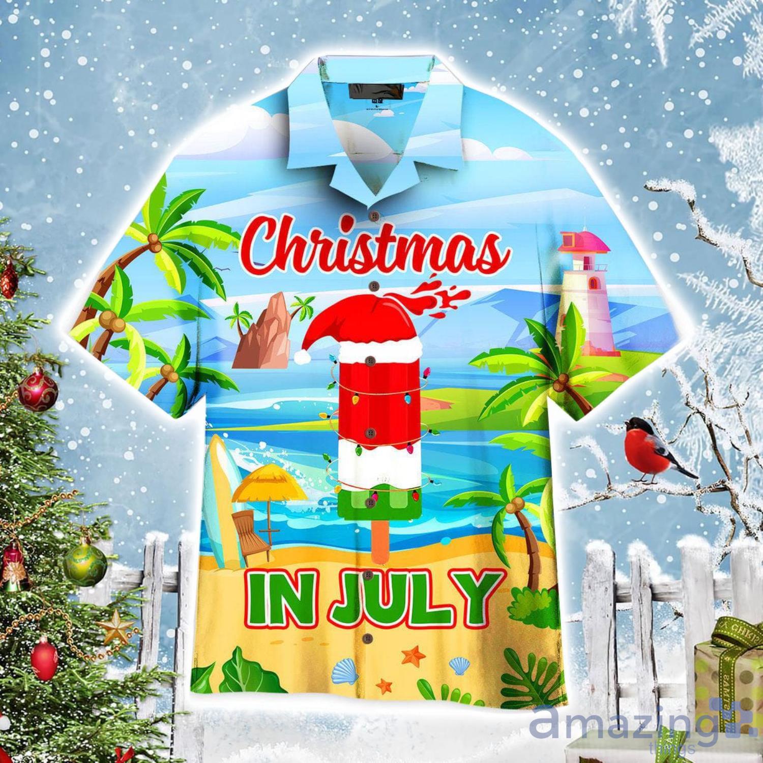 Funny Christmas In July Watermelon Ice Aloha Cute Christmas Gift Cute Christmas Gift Hawaiian Shirt Product Photo 1