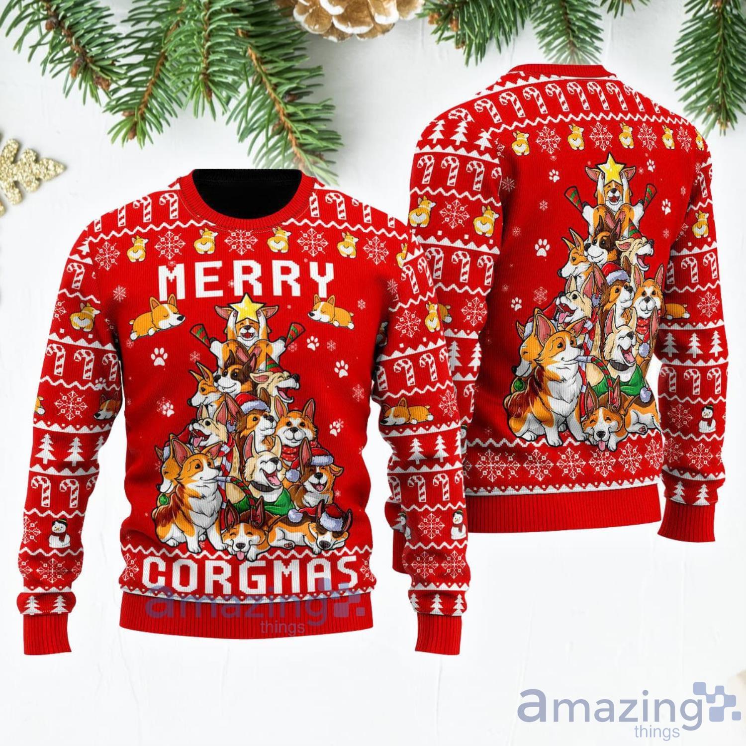 Funny Corgi Merry Corgmas Ugly Christmas Sweater For Dog Lover Product Photo 1