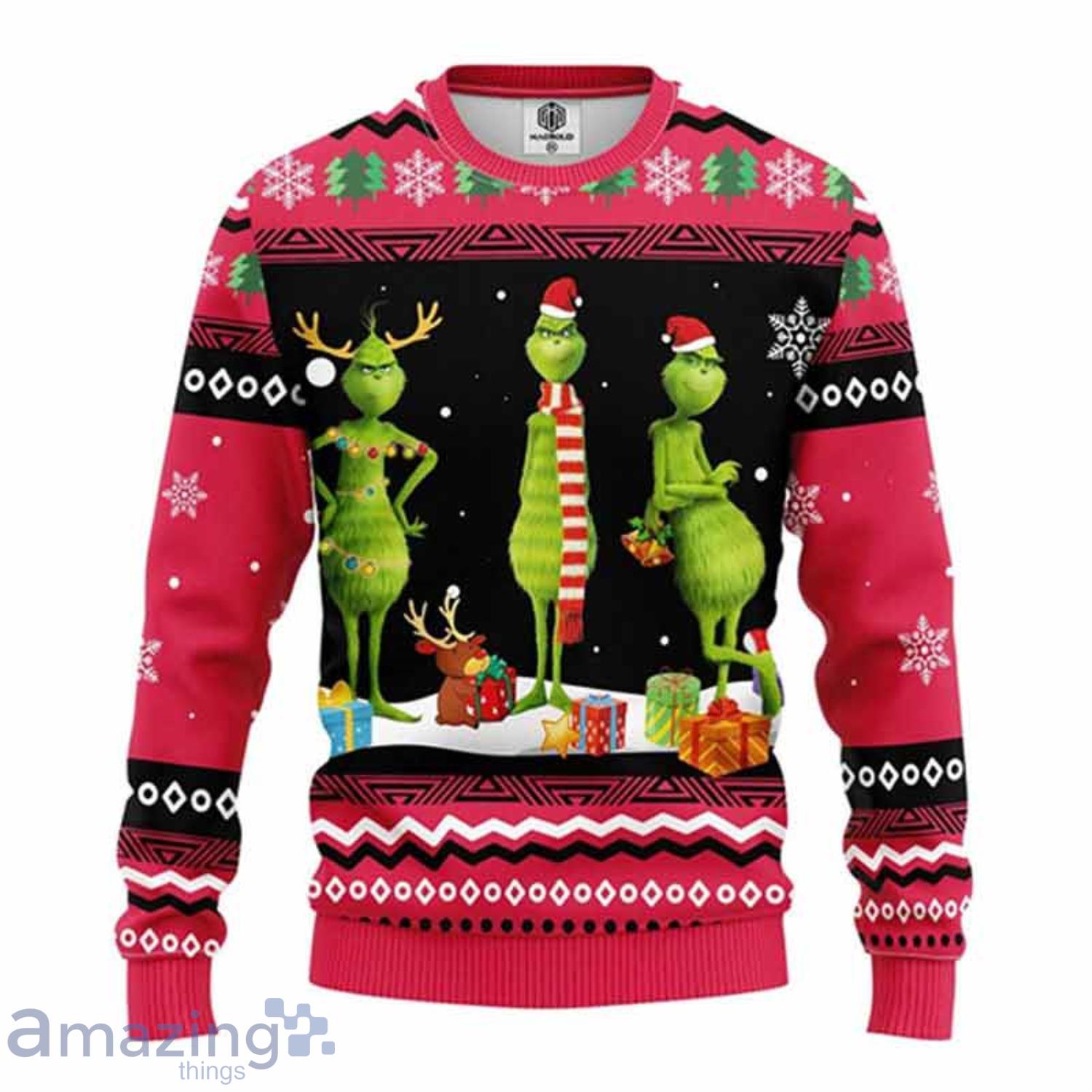 Funny Grinch Reindeer Ugly Christmas Sweater Product Photo 1