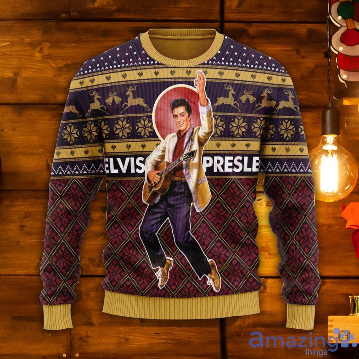 Gearhomie Elvis Presley Ugly Christmas Sweater Product Photo 1 Gearhomie Elvis Presley Ugly Christmas Sweater Product Photo 1