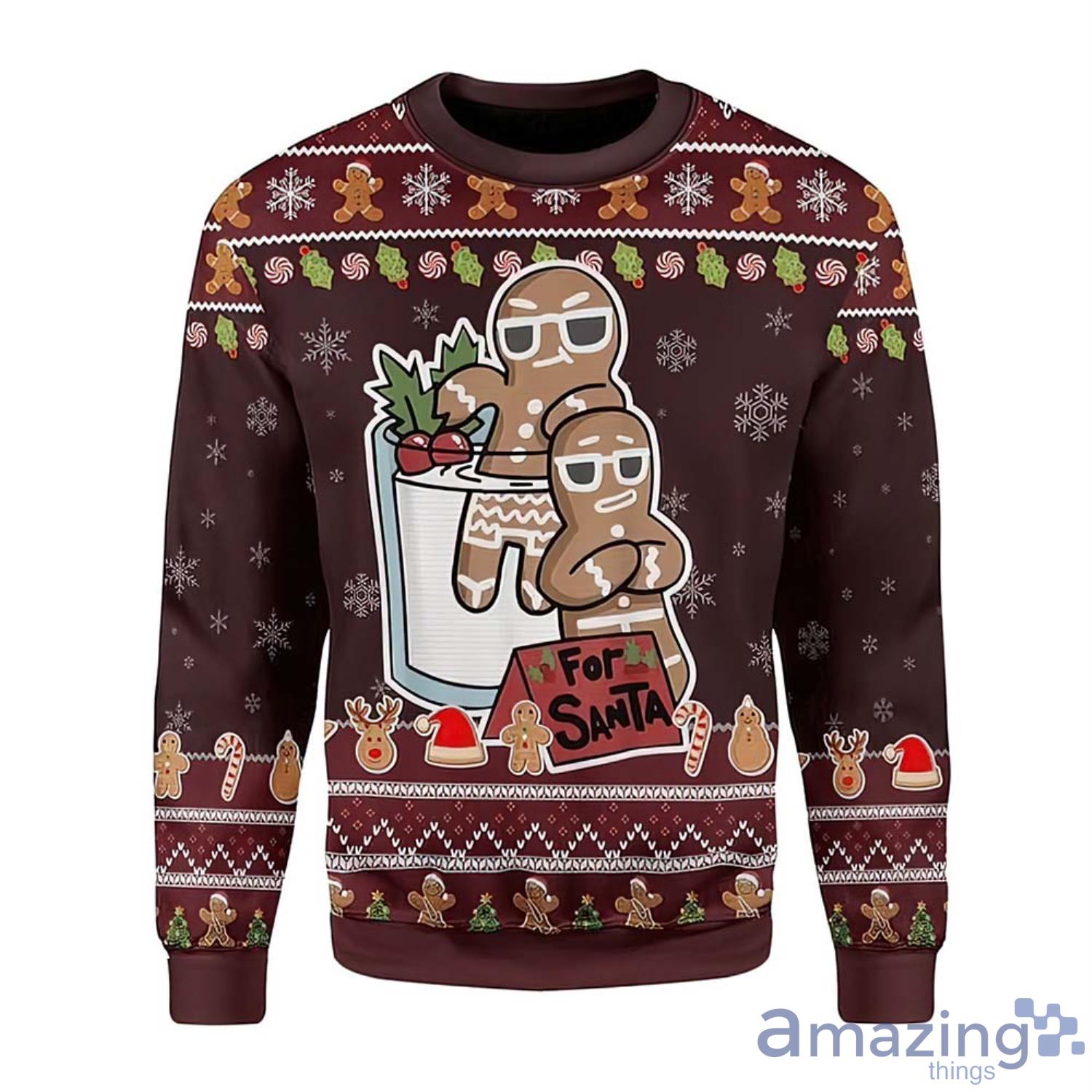 Gingerbread For Santa Christmas Gift Ugly Christmas Sweater Product Photo 1