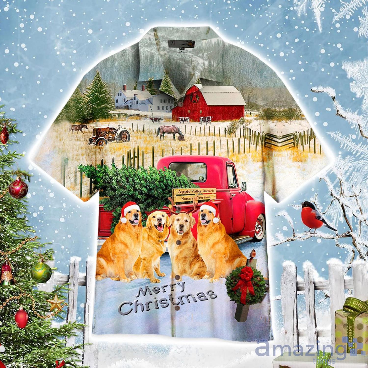 Golden Retriever Merry Christmas Aloha Cute Christmas Gift Cute Christmas Gift Hawaiian Shirt Product Photo 1