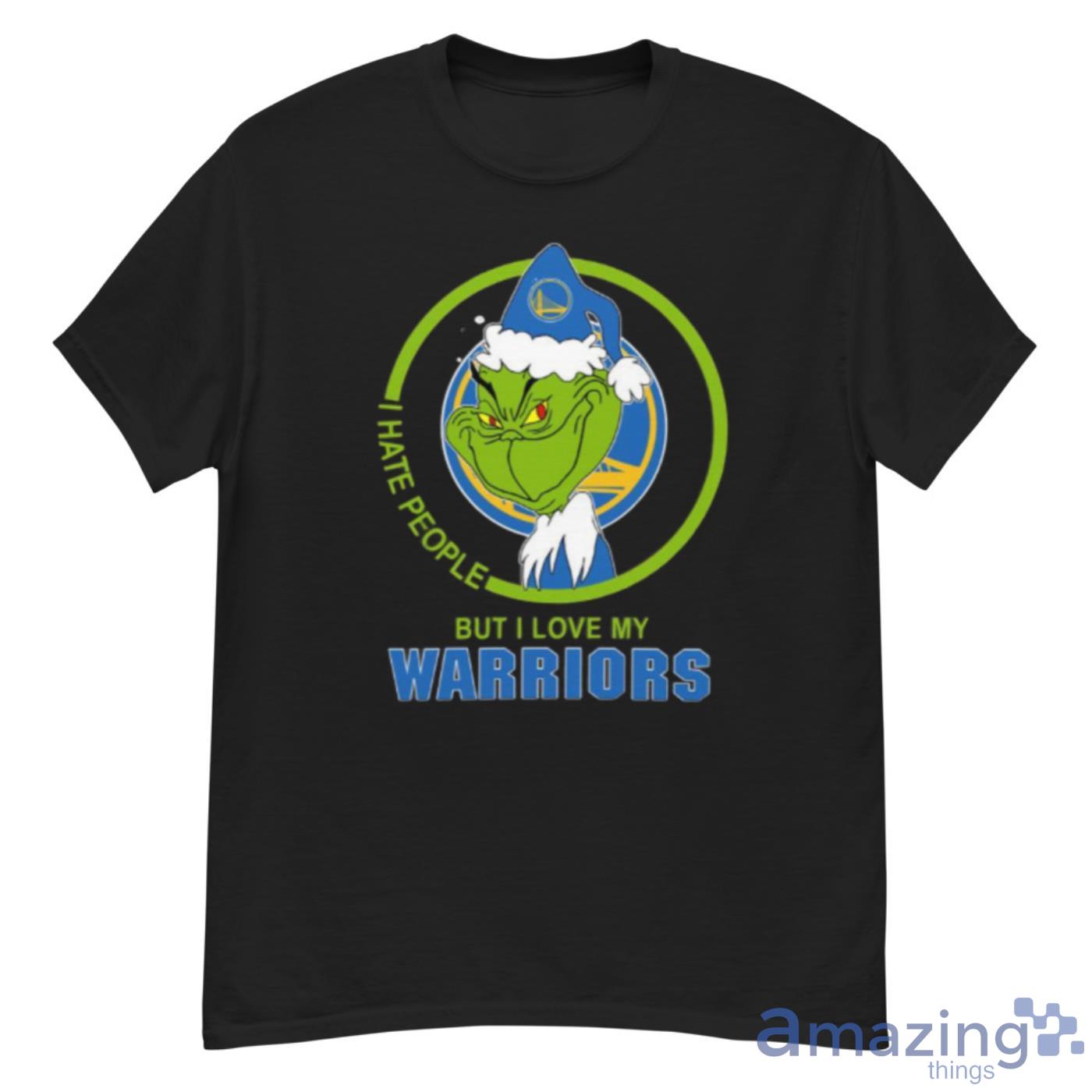 Golden State Warriors NBA Christmas Grinch I Hate People But I Love My Favorite Basketball Team Shirt - G500 Men’s Classic T-Shirt