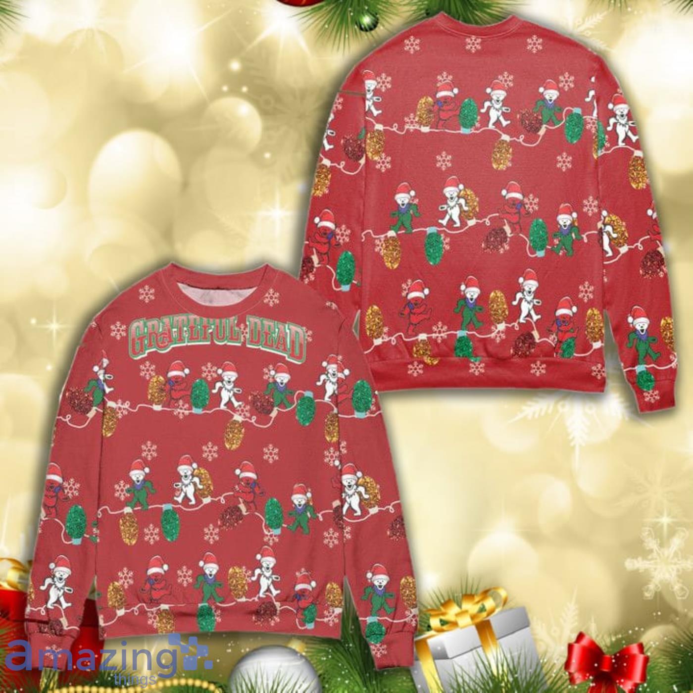 Grateful Dead Rock Band Christmas Ornaments Christmas Pattern Full Print Ugly Sweater Product Photo 1