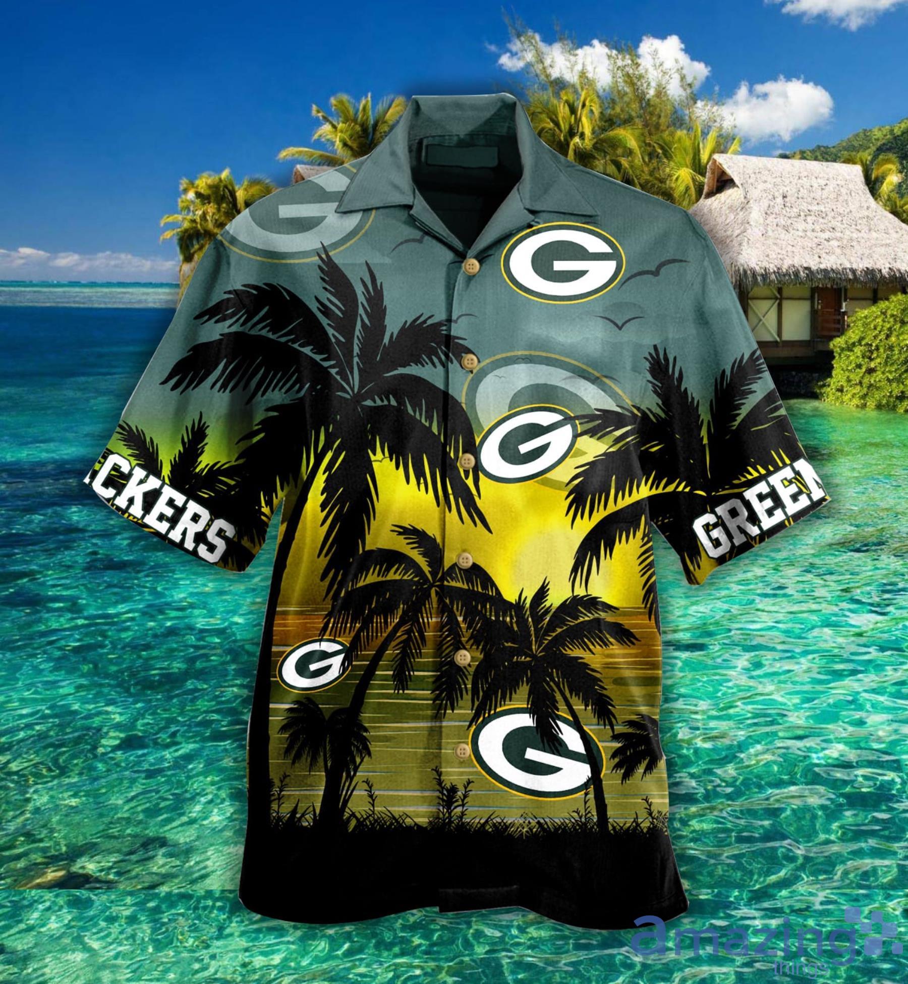 Green Bay Packers Nfl Palm Sunset Hawaiian Shirt For Fans Product Photo 1