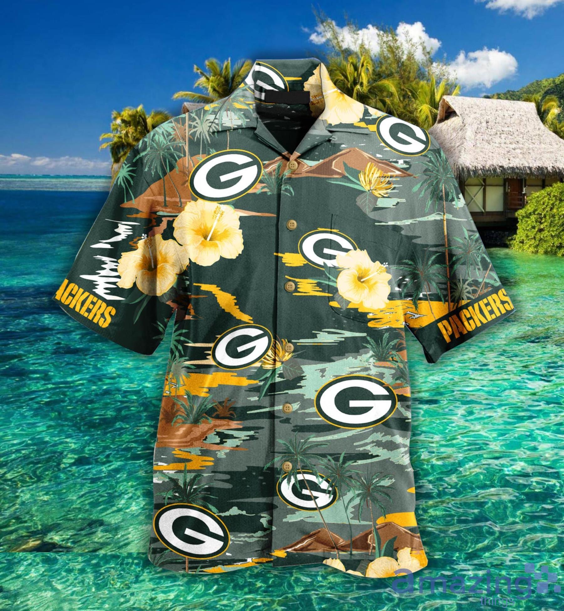 Green Bay Packers Sea Palm Flower Hawaiian Shirt For Fans Product Photo 1