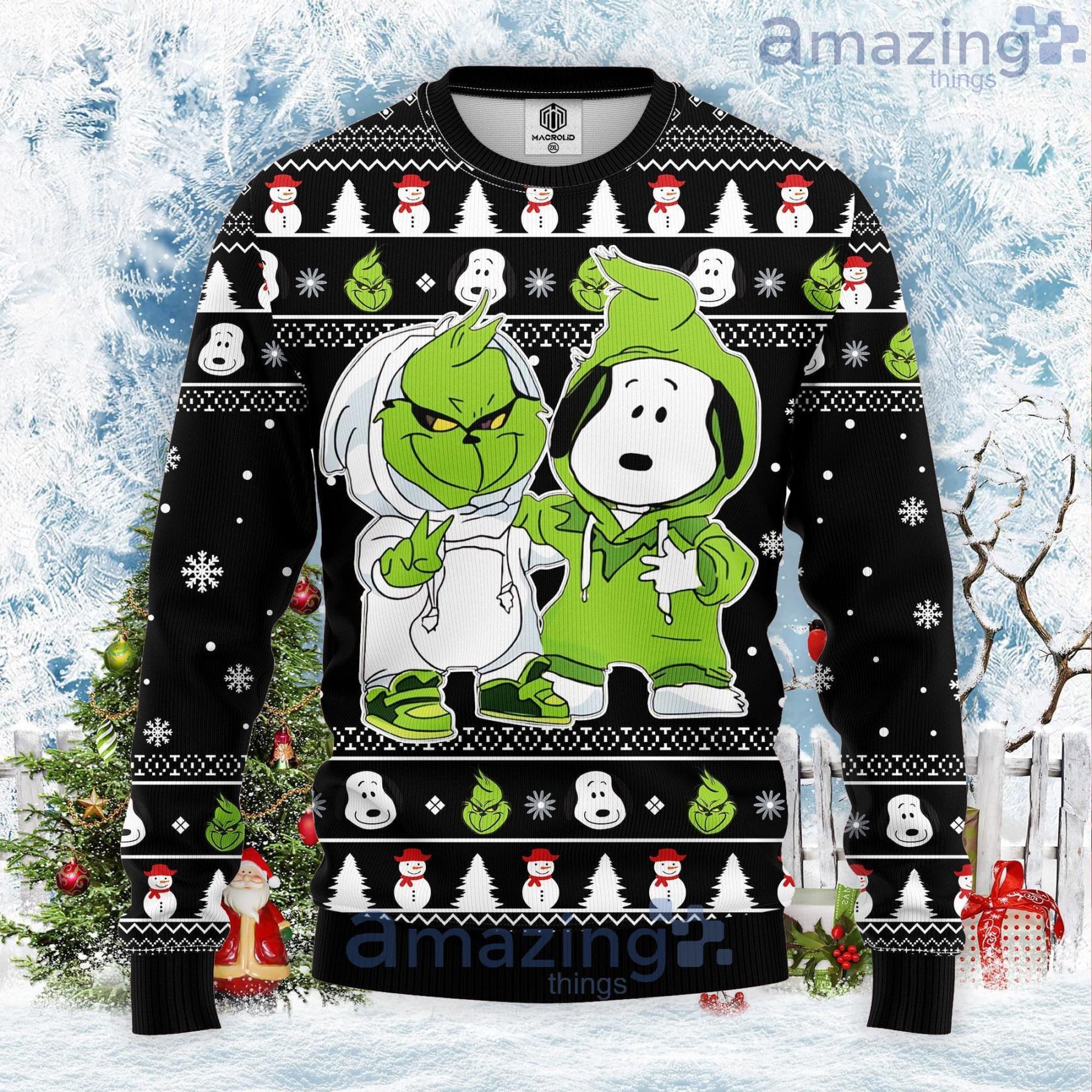 Grinch And Snoopy Christmas Gift Ugly Christmas Sweater Product Photo 1
