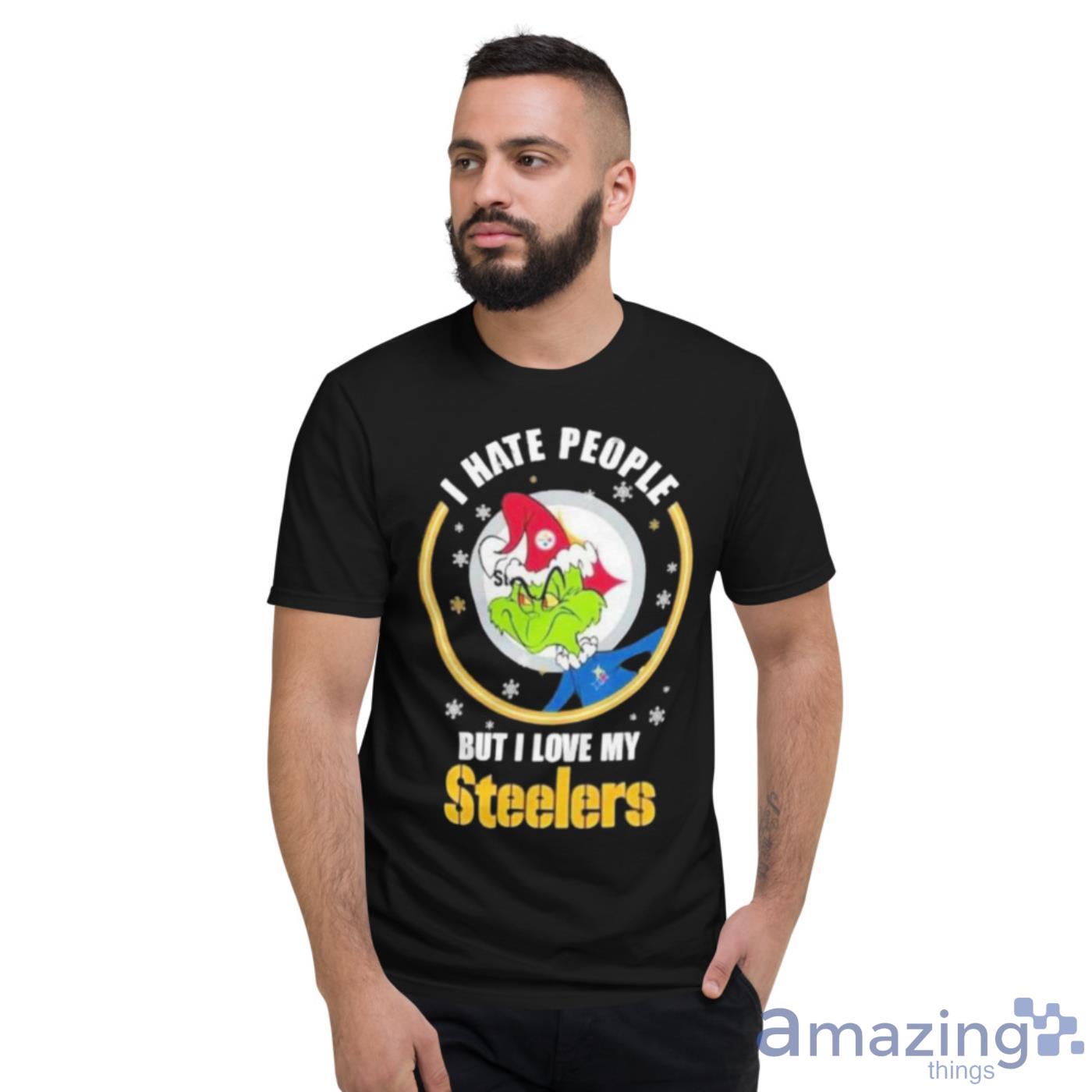 Grinch Christmas I hate people but I love my Steelers national Football  shirt