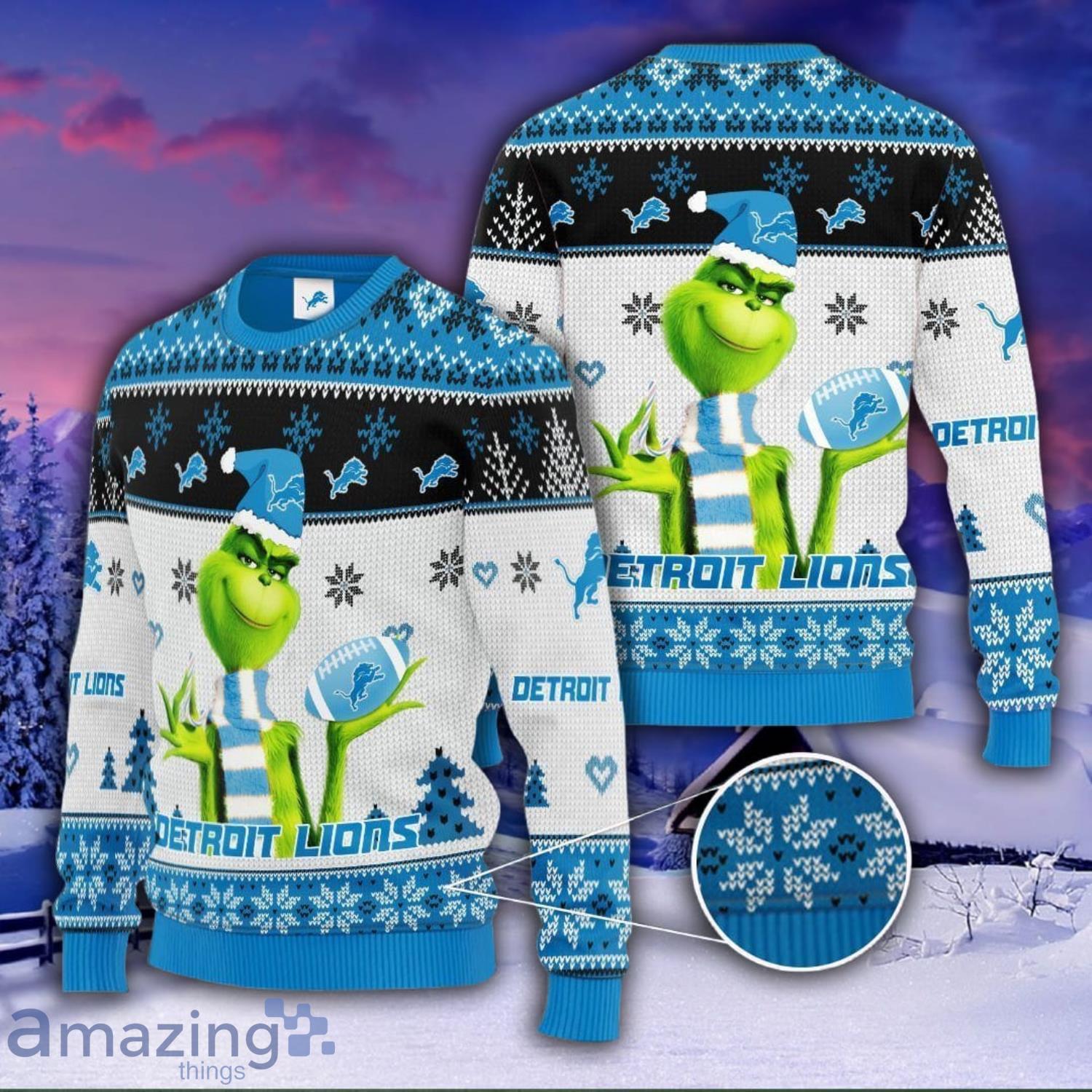 Detroit Lions Christmas Grinch Sweater For Fans - Banantees