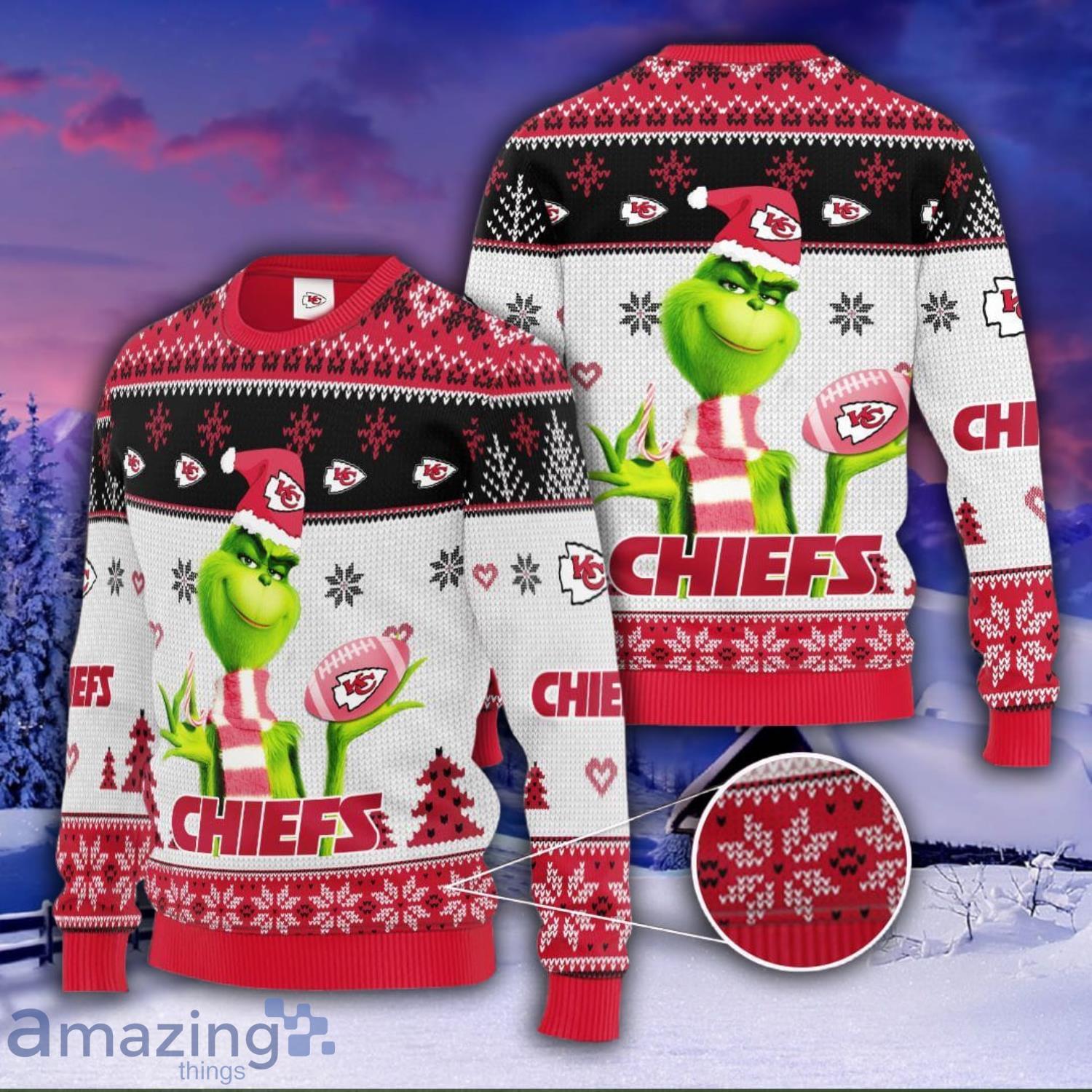 Grinch Kansas City Chiefs All Over Print Christmas Ugly Sweater Gift For Fans Product Photo 1