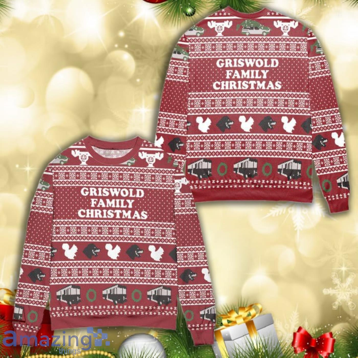 Griswold Family Christmas Vacation Knitting Pattern 3D Ugly Christmas Sweater Product Photo 1