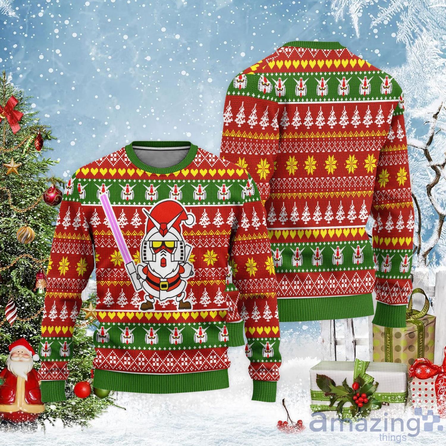 Gundam Santa Ugly Christmas Sweater Custom Christmas Gift For Anime Lover Product Photo 1