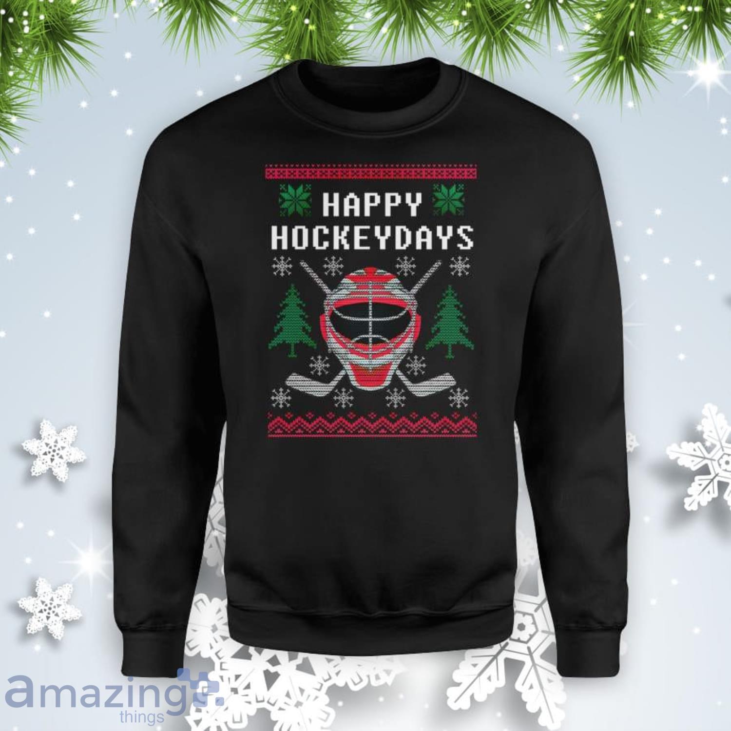 Happy Hockey Days Ugly Xmas Tree Funny Hocky Christmas Sweatshirt Product Photo 1