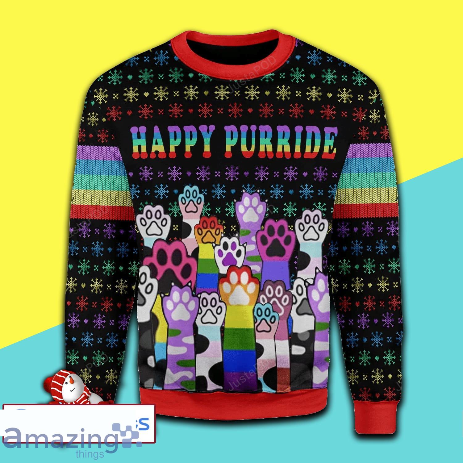 Happy Purride Lgbt Merry Christmas All Over Print Ugly Sweater Product Photo 1