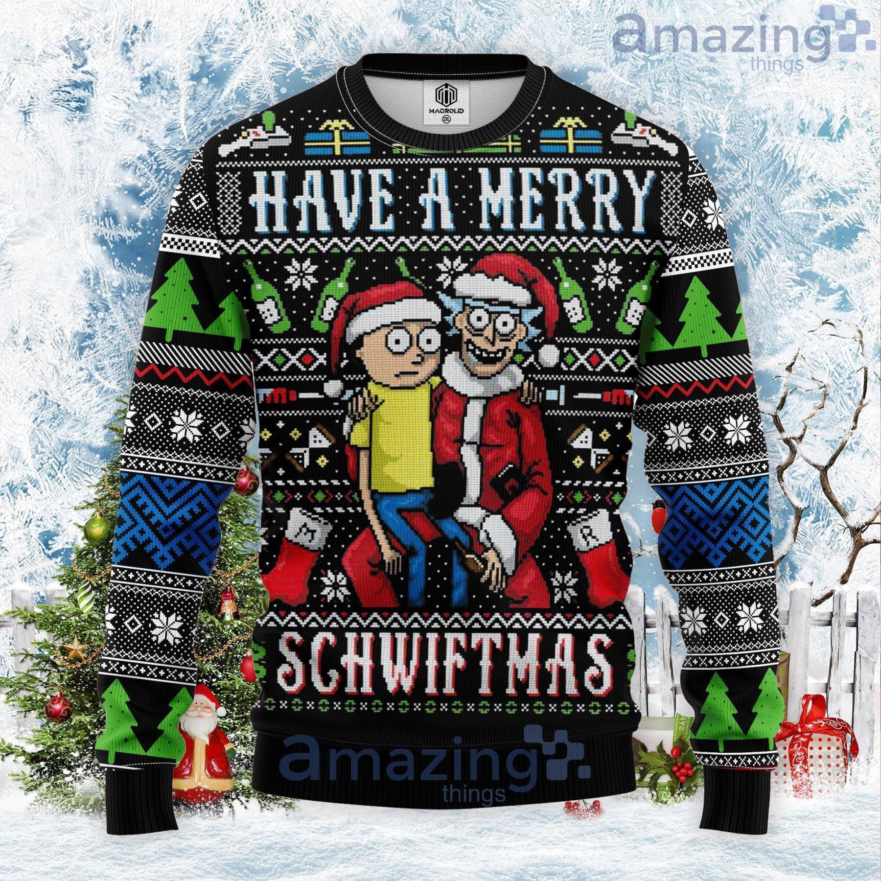 Have A Merry Schwiftmas Rick And Morty Ugly Christmas Sweater Product Photo 1