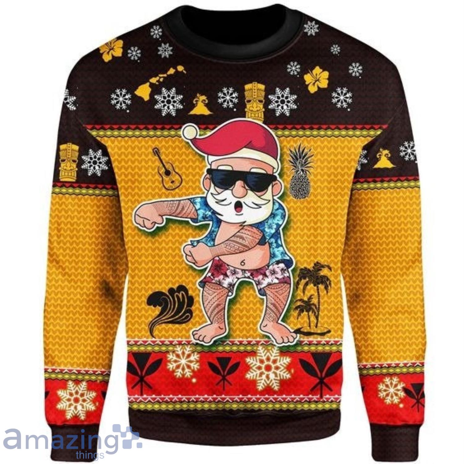 Hawaiian Ugly Santa Dancing Christmas Ugly Sweater Product Photo 1