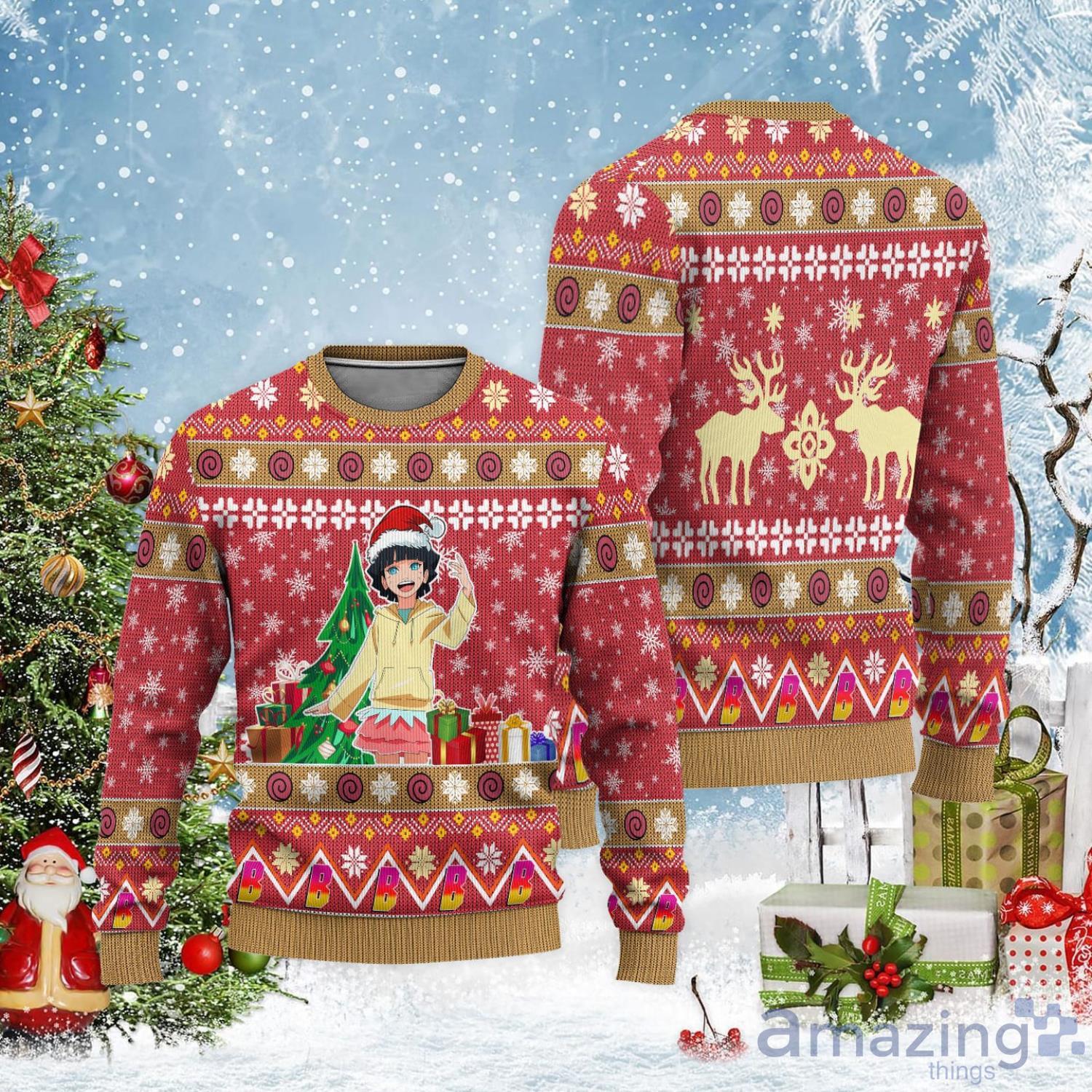 Himawari Ugly Christmas Sweater Boruto Custom Christmas Gift For Anime Lover Product Photo 1
