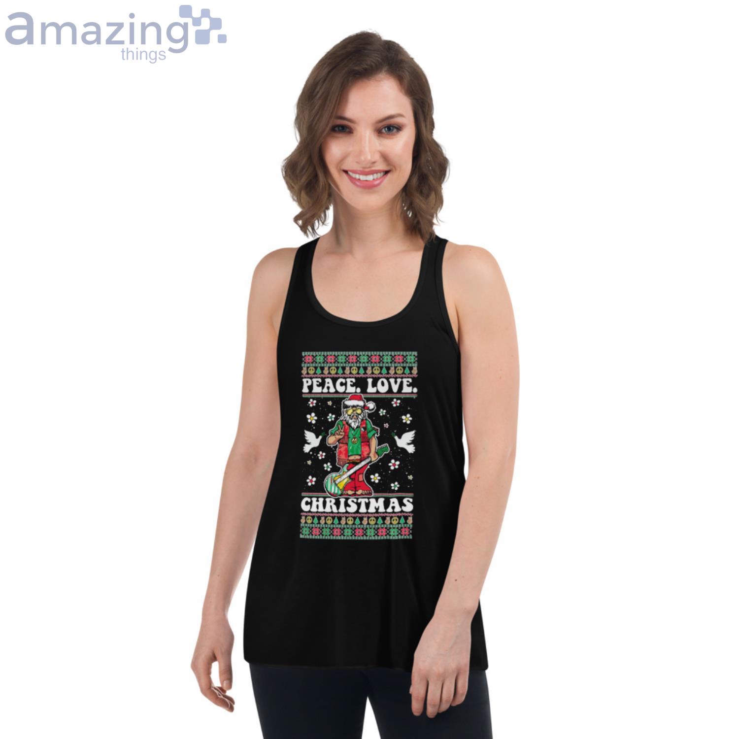 Hippie Santa Playing Guitar Peace Love Christmas Shirt image Hippie Santa Playing Guitar Peace Love Christmas Shirt Product Photo 5