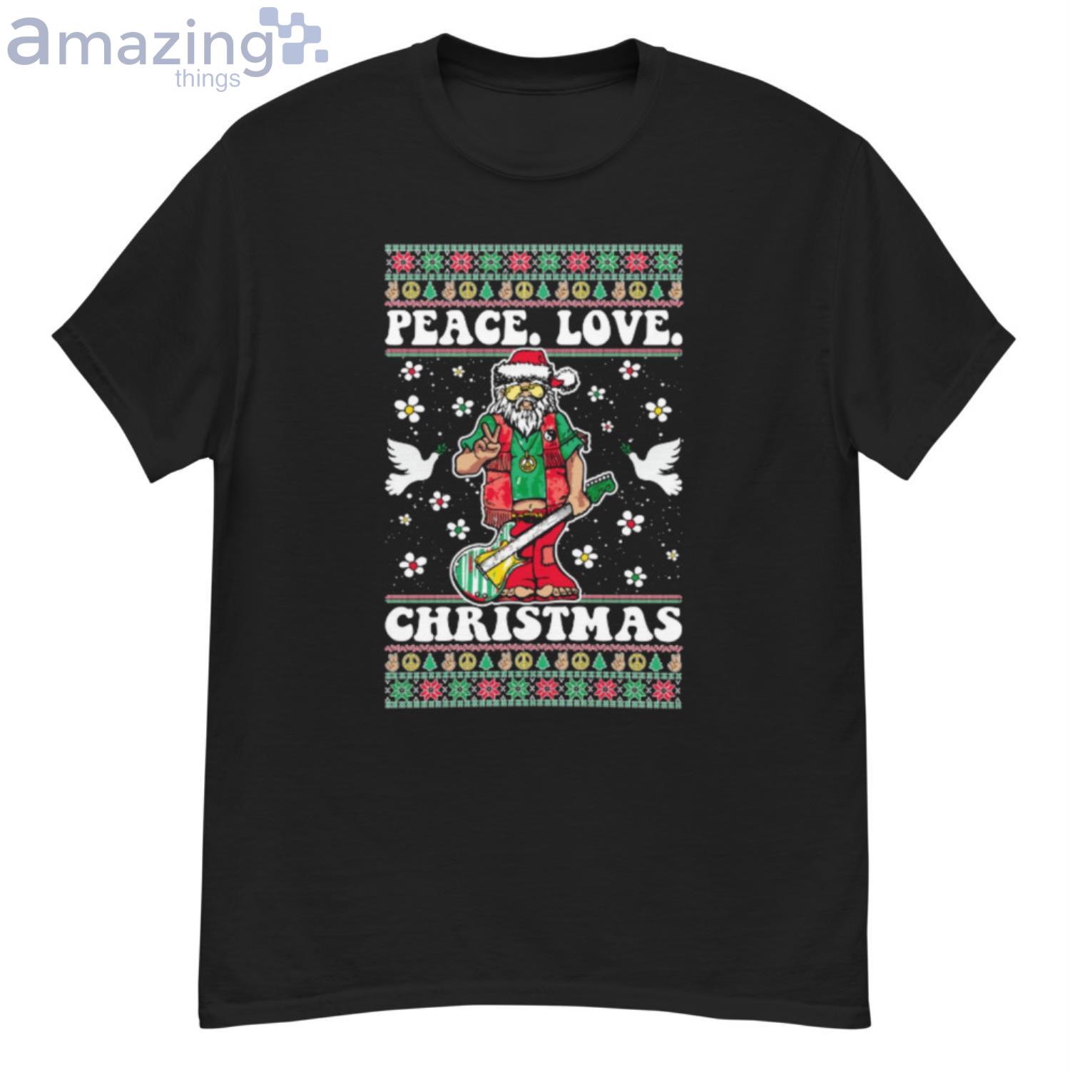 Hippie Santa Playing Guitar Peace Love Christmas Shirt Product Photo 1 Hippie Santa Playing Guitar Peace Love Christmas Shirt Product Photo 1