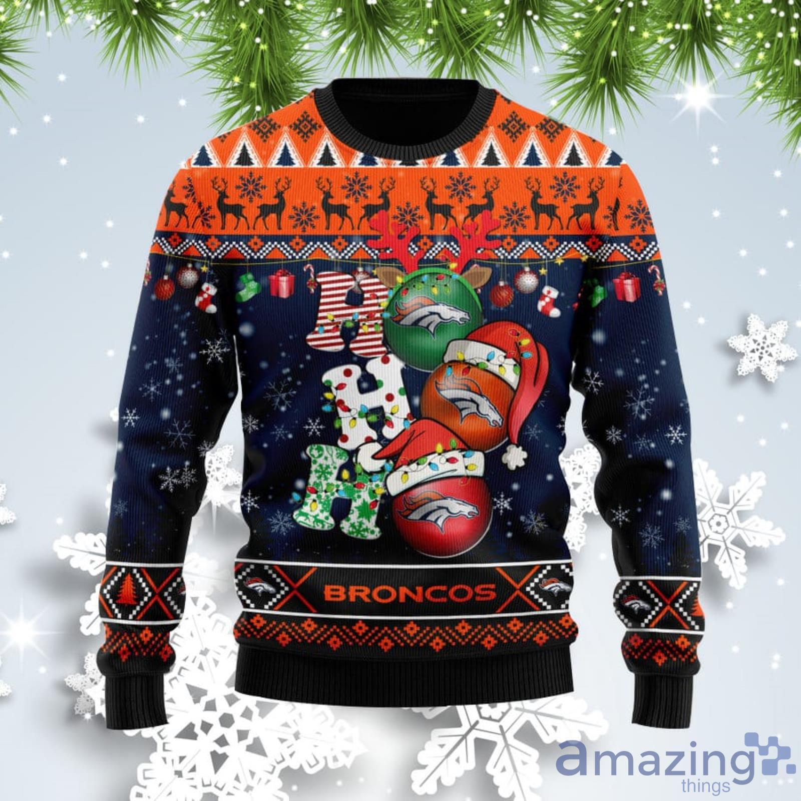 Christmas Gift Denver Broncos Ho Ho Ho Christmas Funny Santa Claus Ugly  Christmas Sweater - Banantees