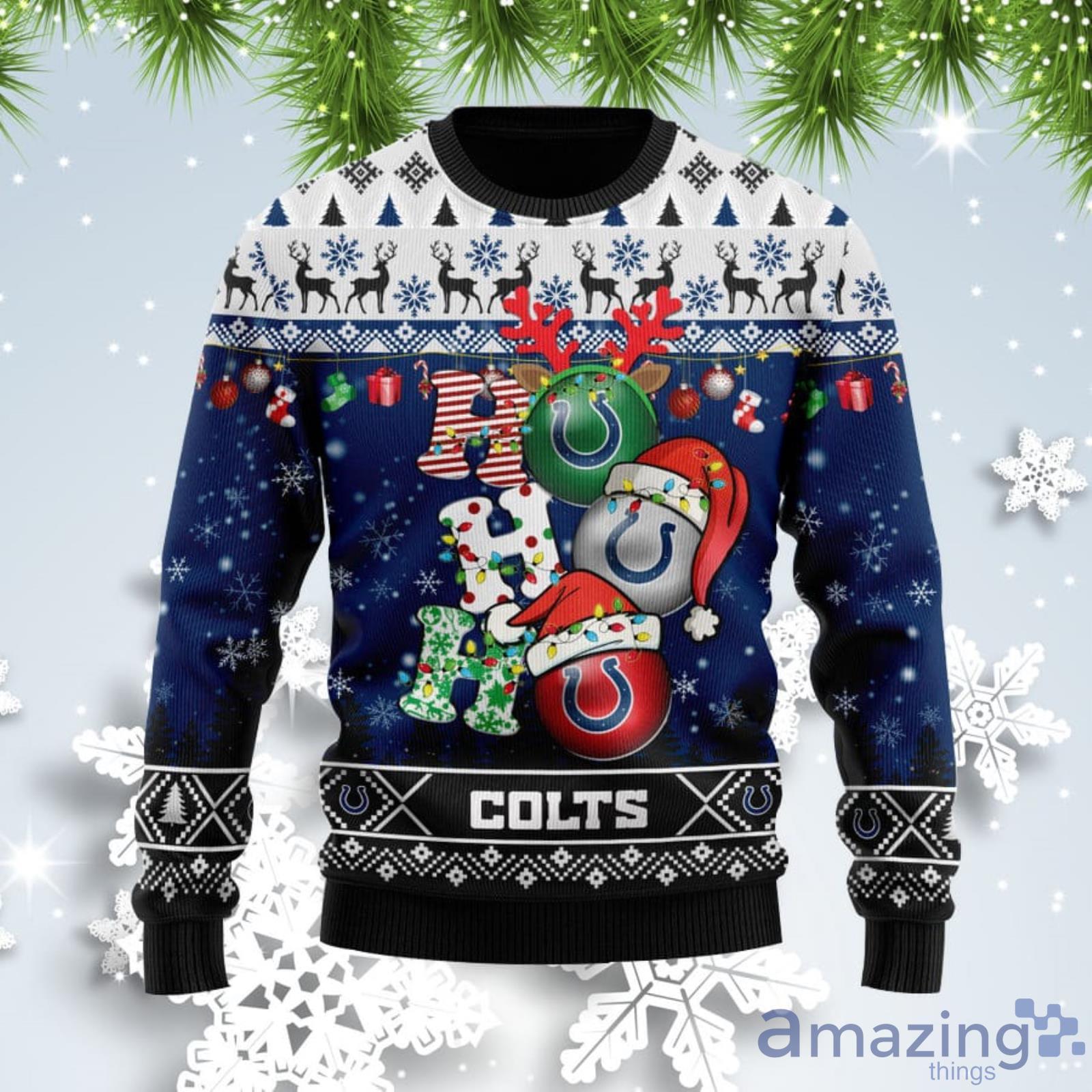 Ho Ho Ho Colts Fans Funny Gift Ugly Christmas Sweater Product Photo 1