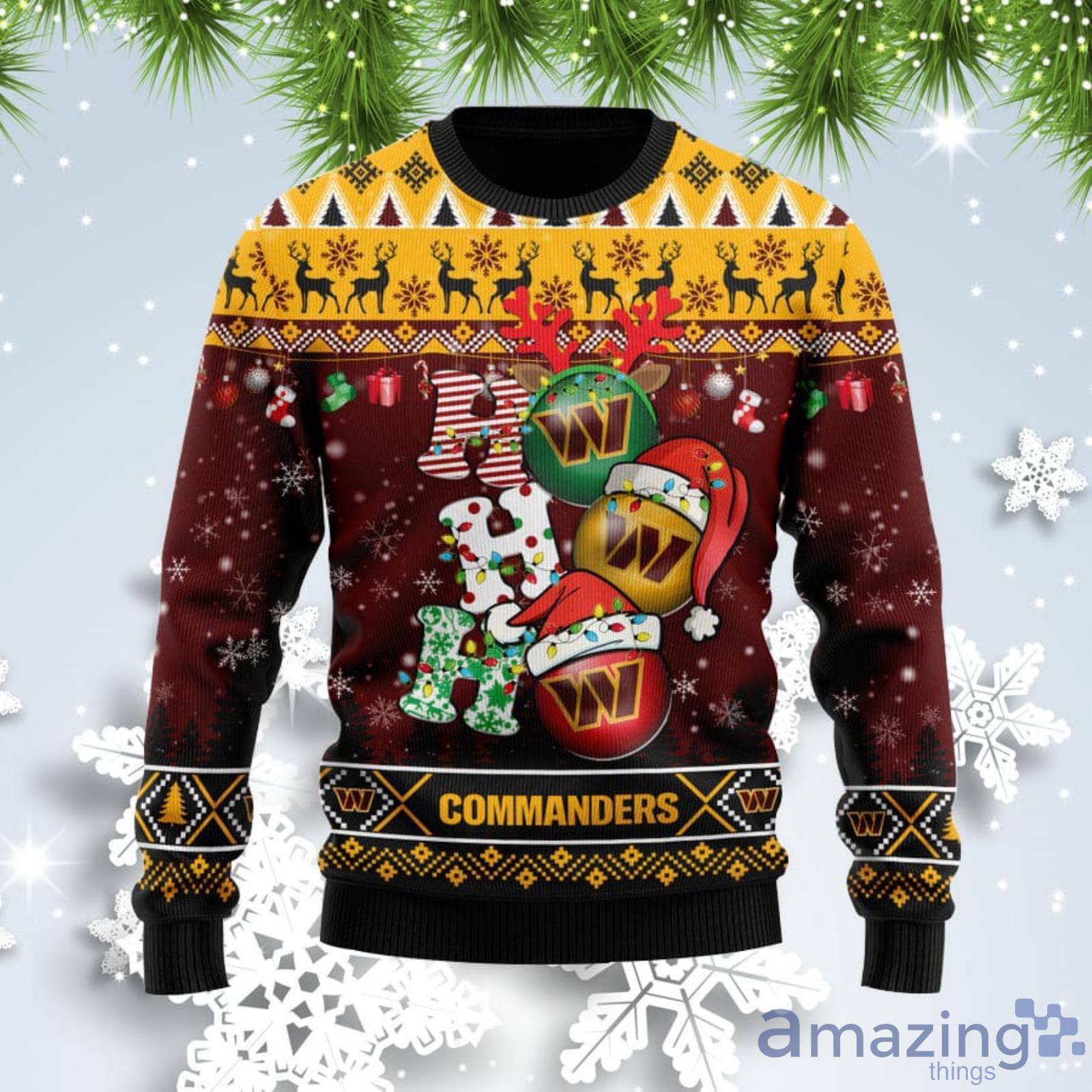 Ho Ho Ho Commanders Fans Funny Gift Ugly Christmas Sweater Product Photo 1