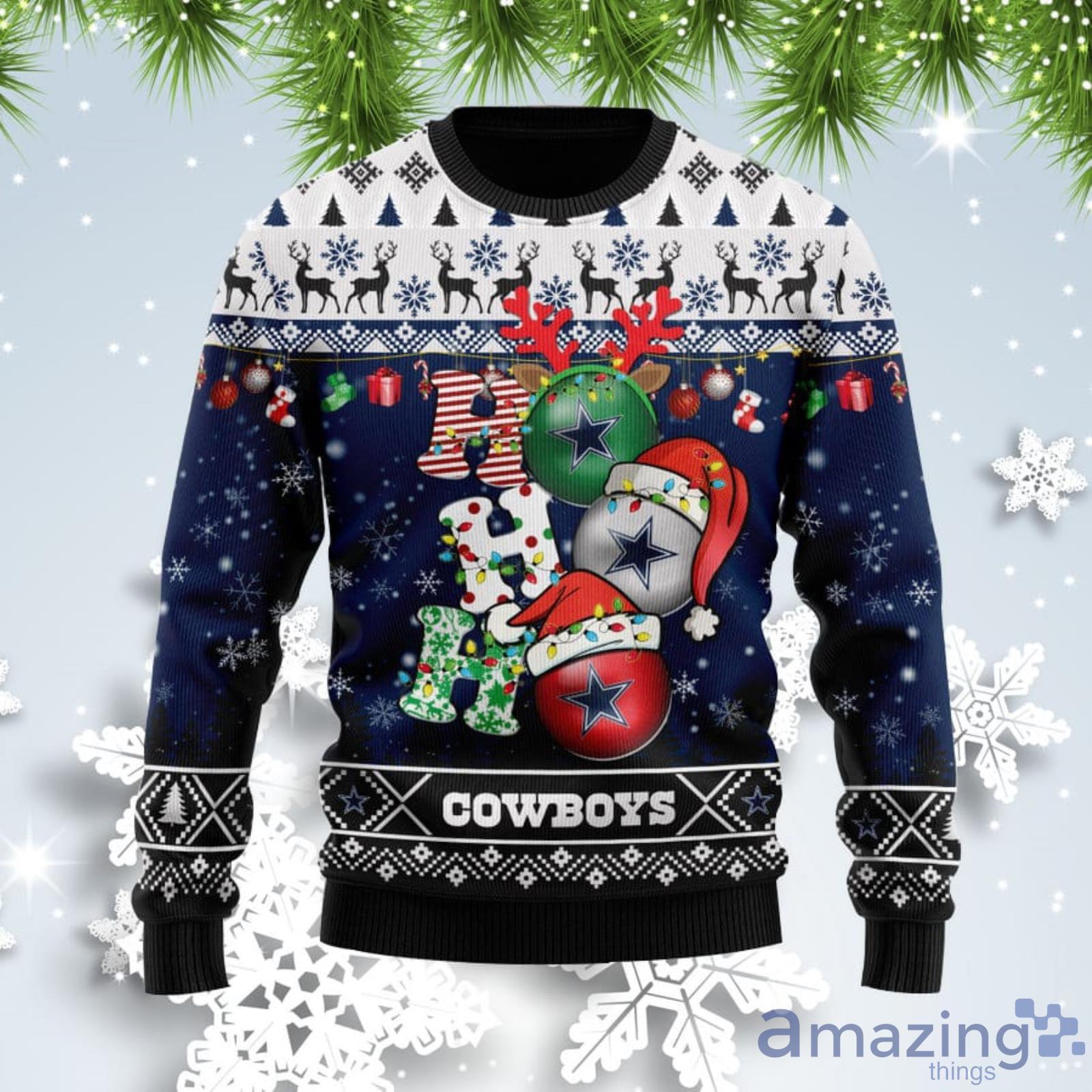 Ho Ho Ho Cowboys Fans Funny Gift Ugly Christmas Sweater Product Photo 1