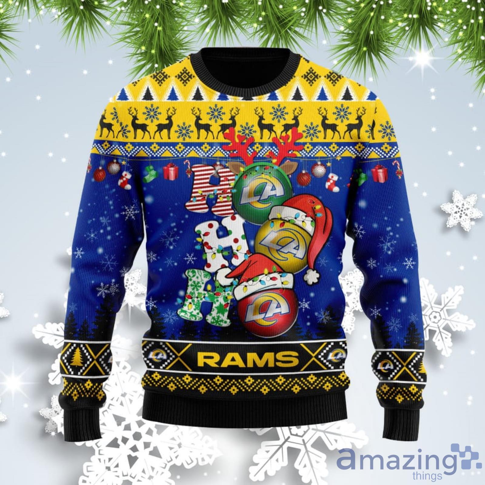 Ho Ho Ho Rams Fans Funny Gift Ugly Christmas Sweater Product Photo 1