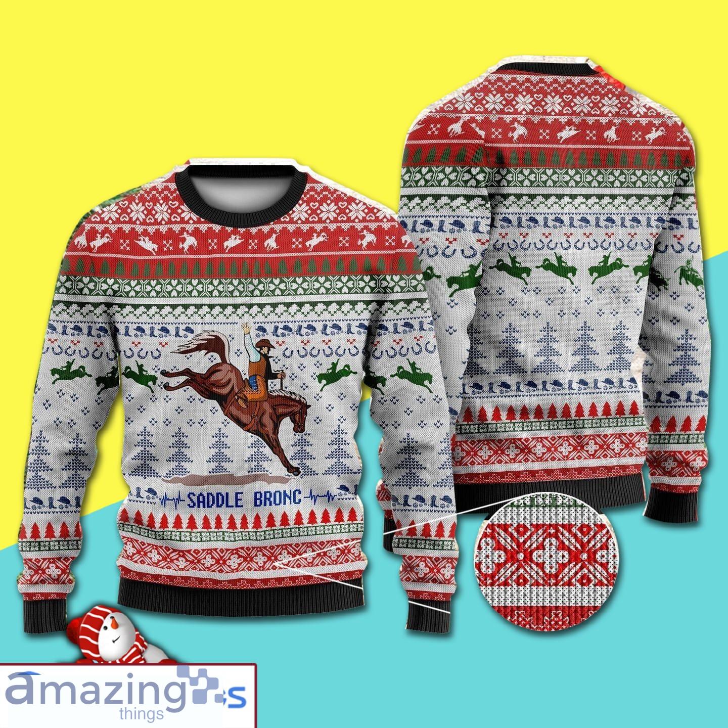 Horseman In Xmas Forest Full Print Ugly Christmas Sweater Product Photo 1