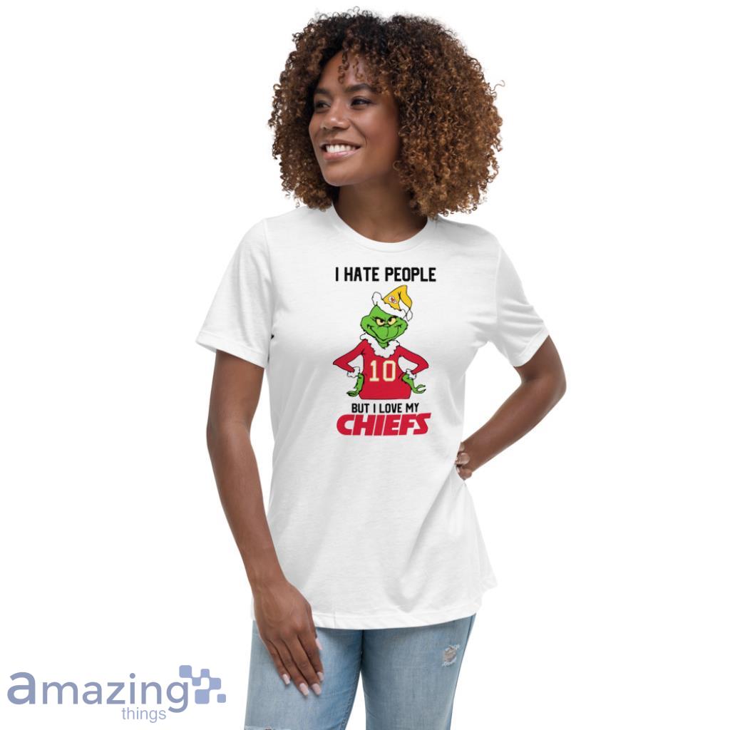 I Hate People But I Love My Chiefs NFL Christmas Shirt image I Hate People But I Love My Chiefs NFL Christmas Shirt - Womens Relaxed Short Sleeve Jersey Tee
