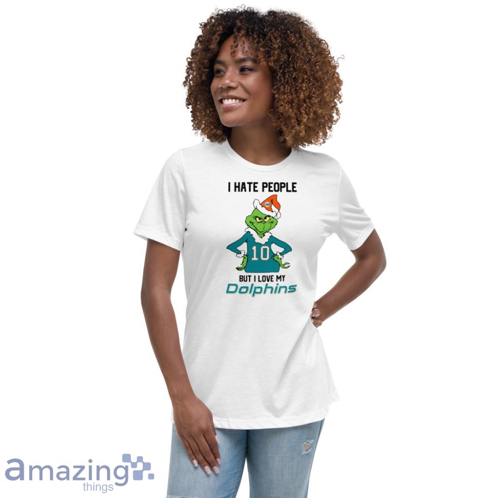 Miami Dolphins NFL Christmas Grinch I Hate People But I Love My Favorite  Football Team Women's V-Neck T-Shirt