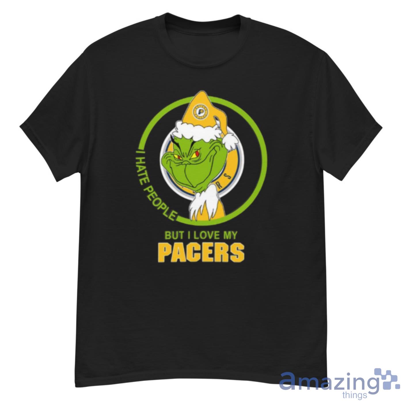 Indiana Pacers NBA Christmas Grinch I Hate People But I Love My Favorite Basketball Team Shirt - G500 Men’s Classic T-Shirt