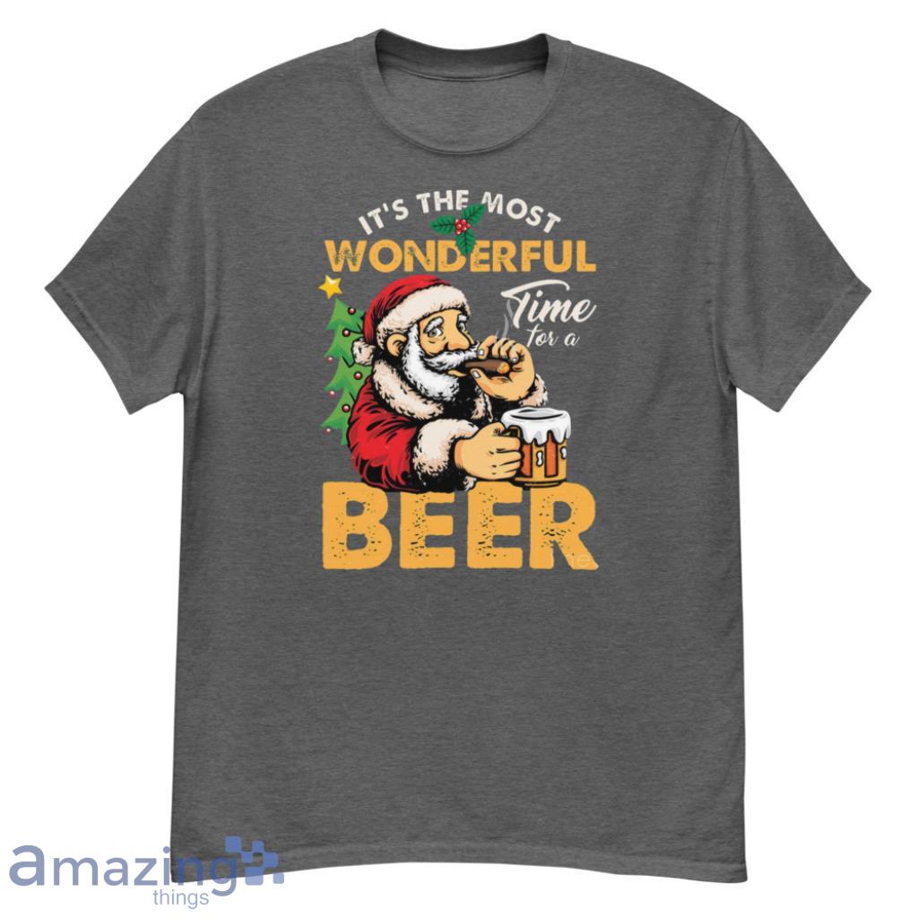 Its The Most Wonderful Time Santa Claus Beer Gift Christmas Shirt - G500 Men’s Classic T-Shirt-1