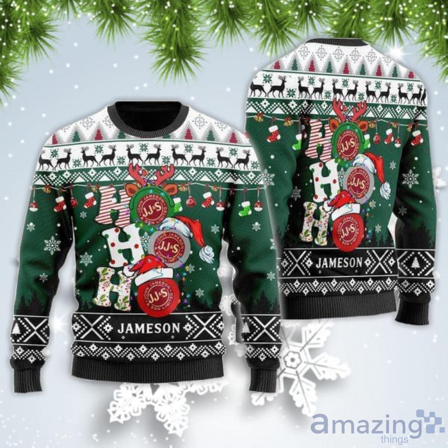 Jameson Whiskey Ho Ho Ho Christmas Gift Ugly Christmas Sweater