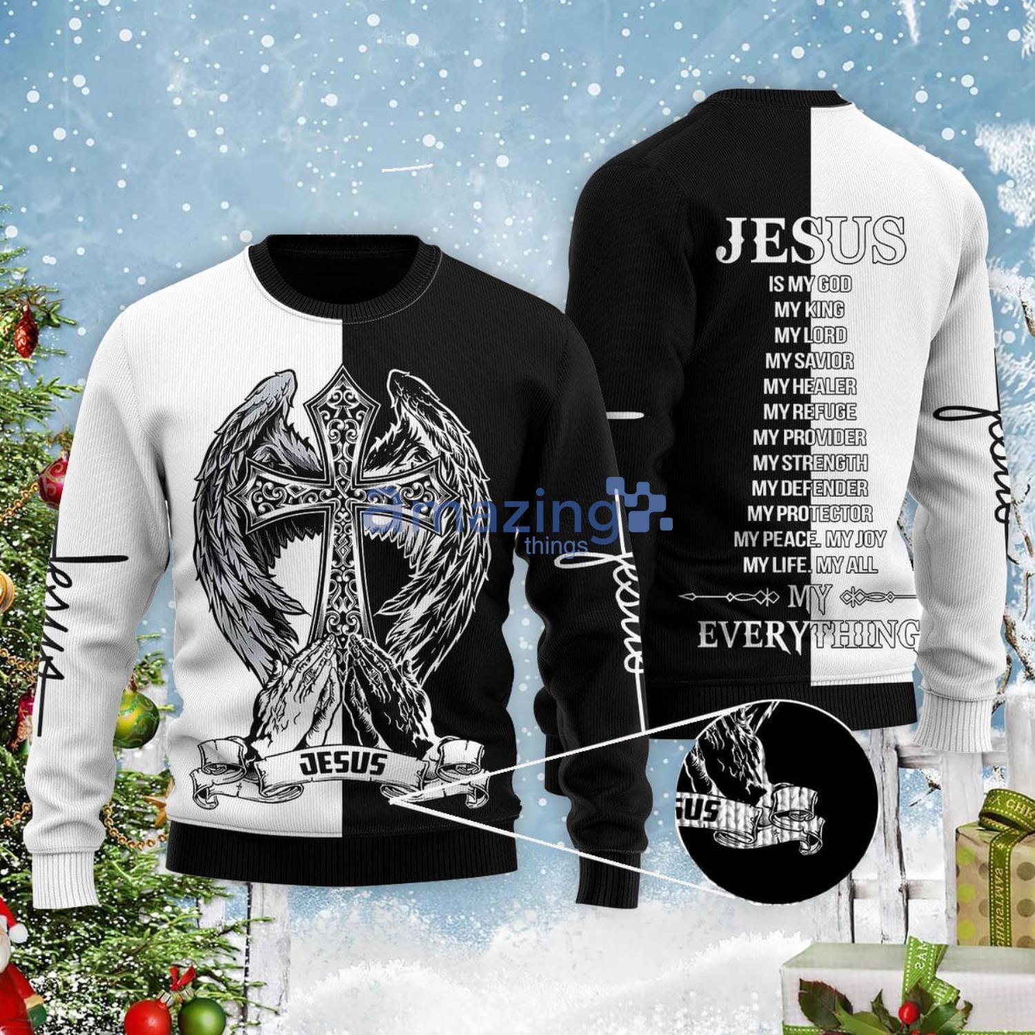 Jesus Is My God My Everything Christmas Gift Ugly Christmas Sweater Product Photo 1