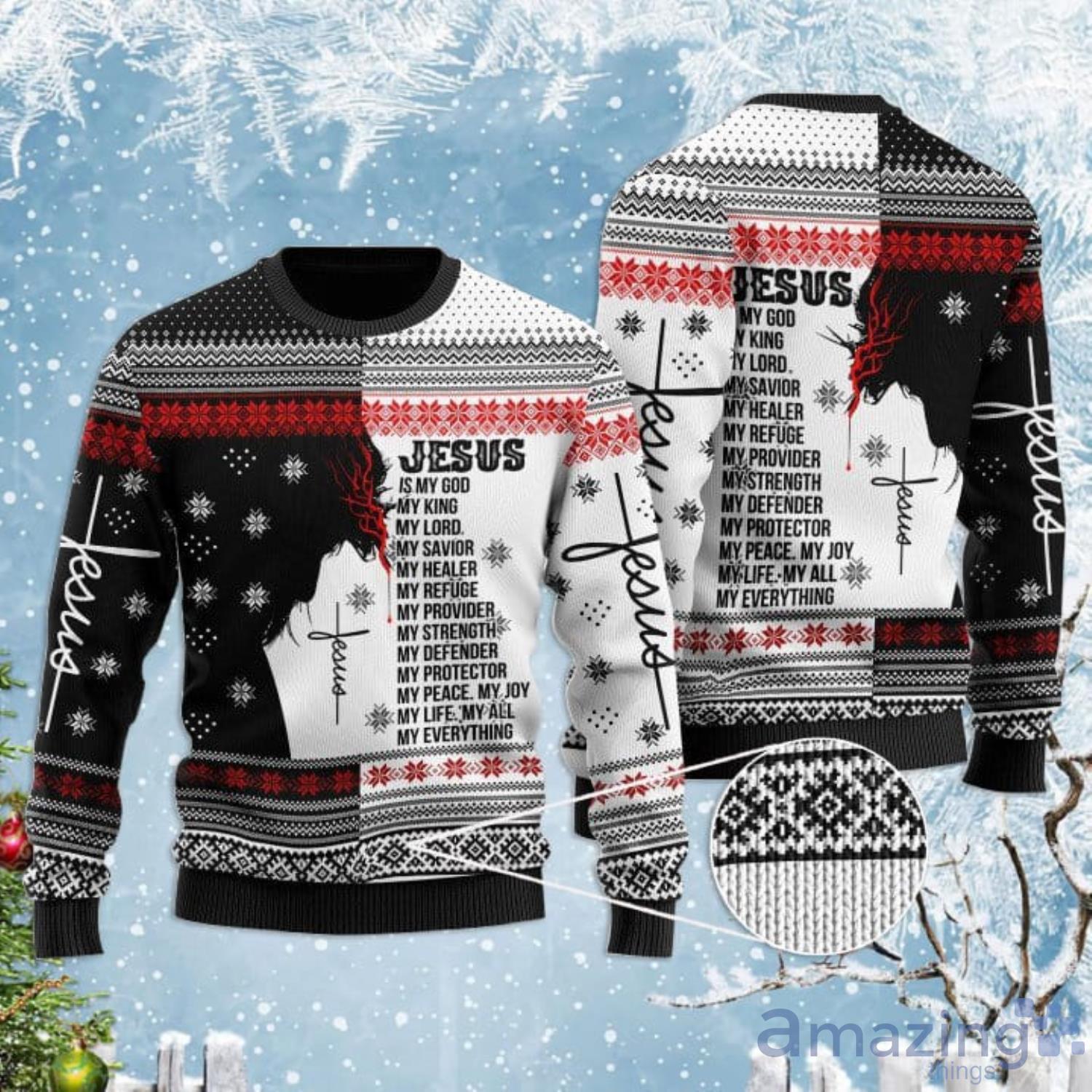 Jesus Is My God My Everything Ugly Christmas Sweater Product Photo 1