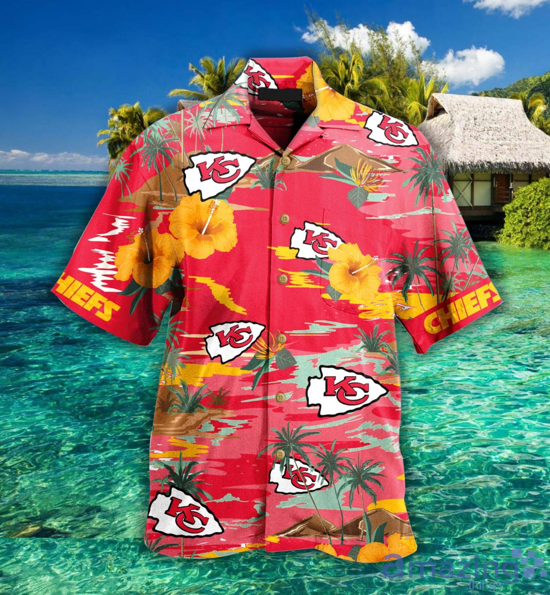 Kanas City Chiefs Sea Palm Flower Hawaiian Shirt For Fans Product Photo 1