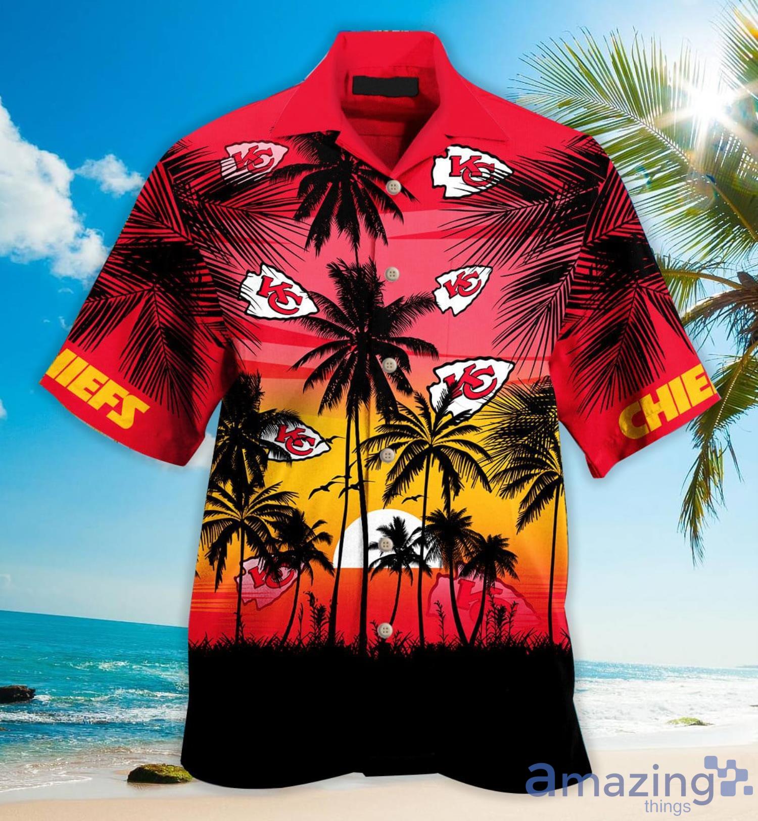 Kc Chiefs Sunset Aloha Hawaiian Shirt image Kc Chiefs Sunset Aloha Hawaiian Shirt Product Photo 3