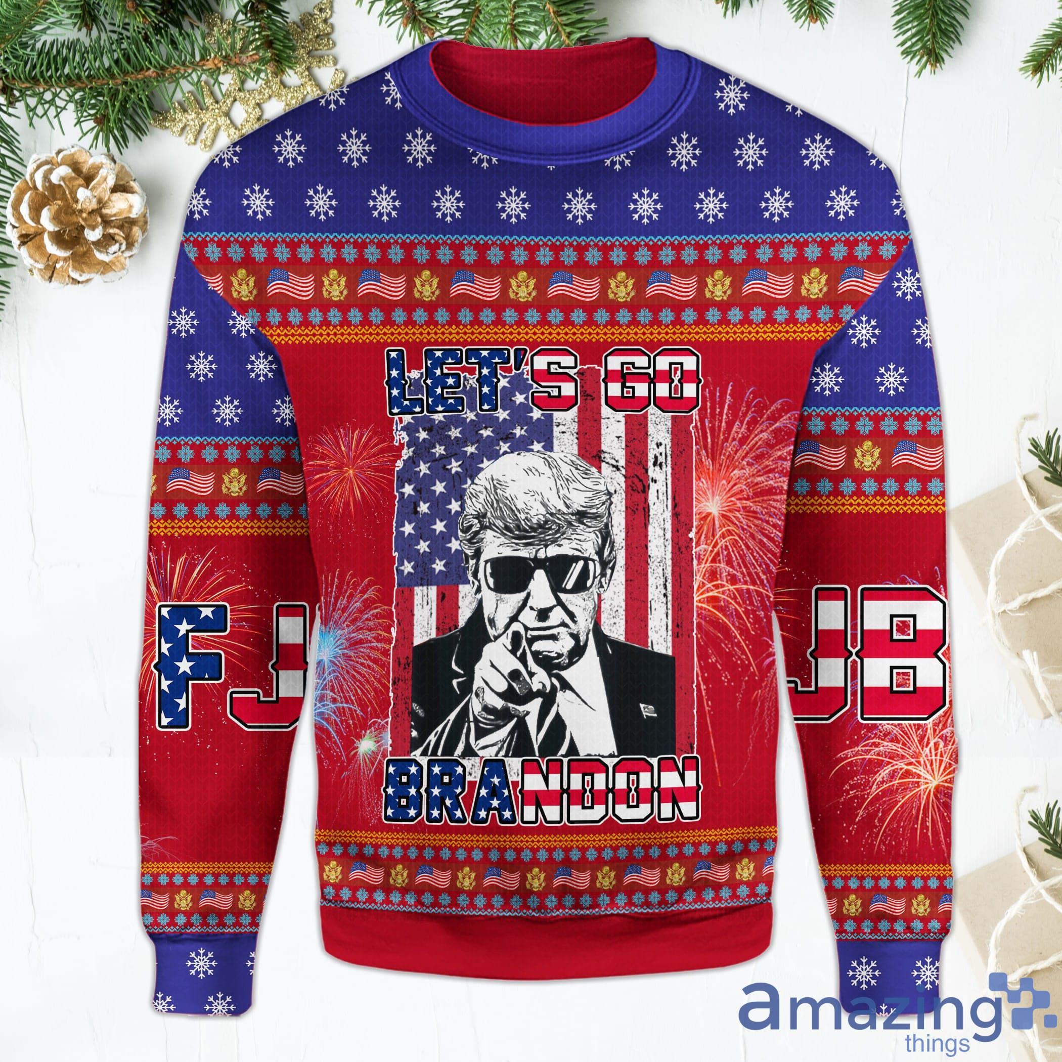 Let's Go Brandon Christmas Sweater Donald Trump FJB Christmas Red Ugly Christmas Sweater Product Photo 1