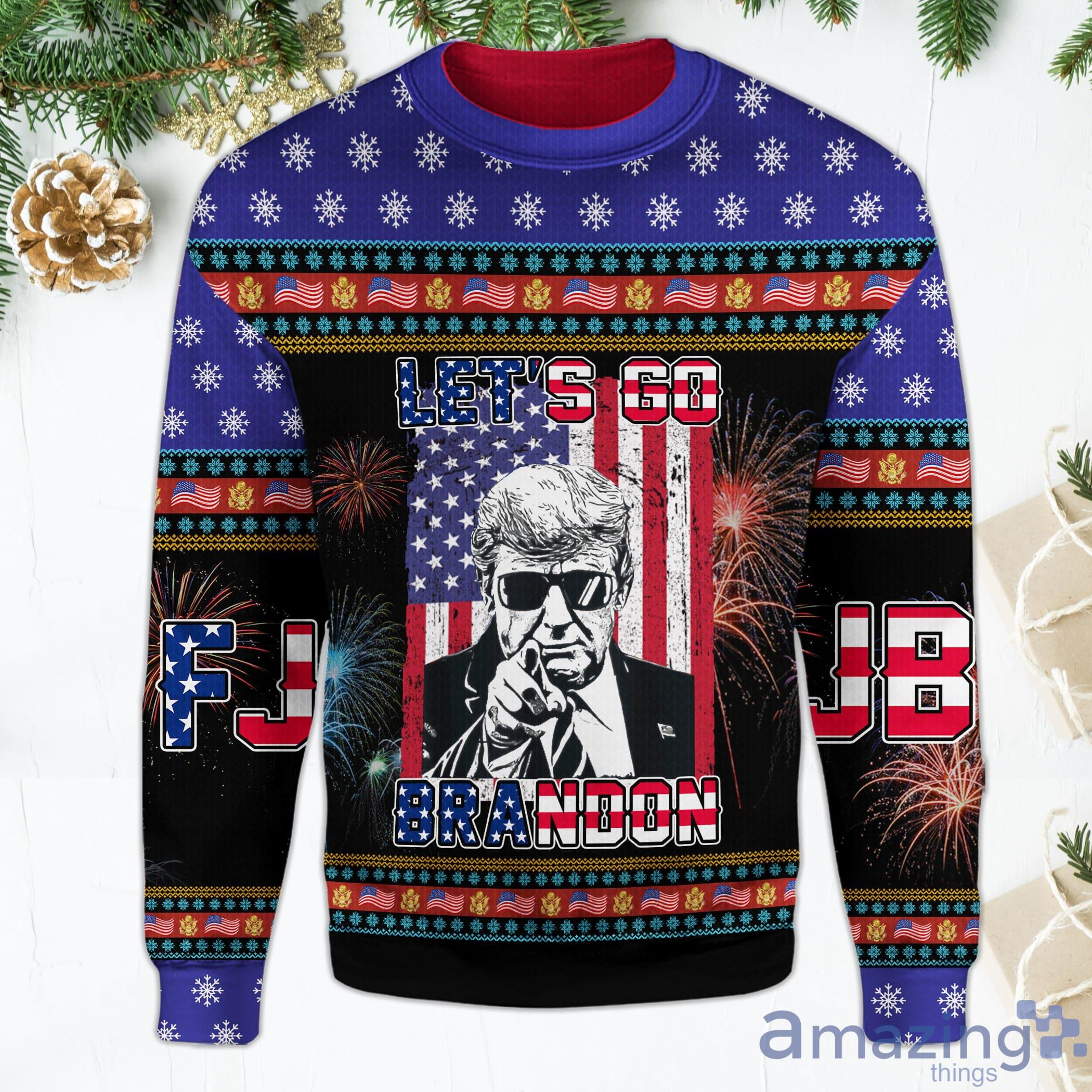 Let's Go Brandon Christmas Sweater Donald Trump FJB Christmas Ugly Christmas Sweater Product Photo 1