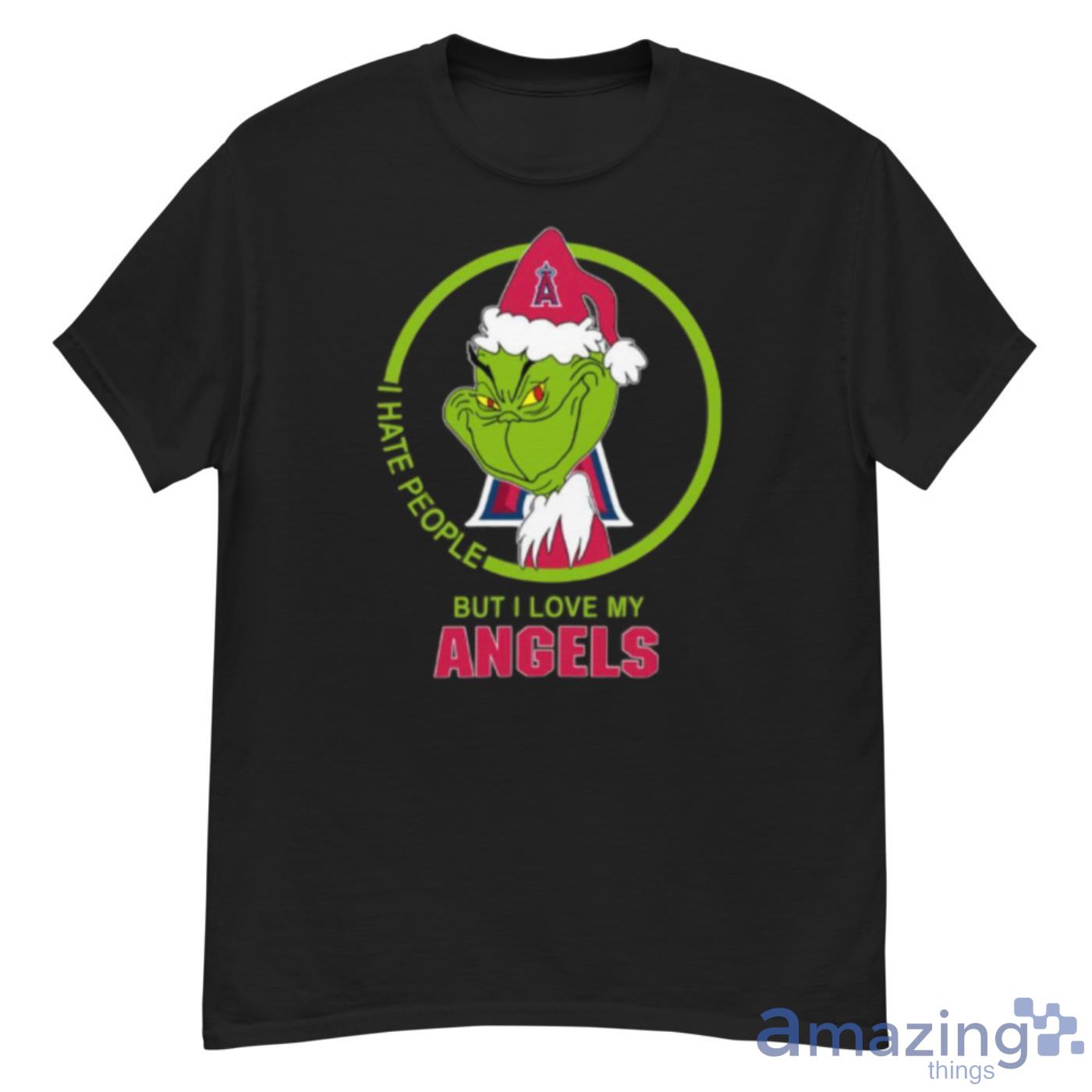 Los Angeles Angels MLB Christmas Grinch I Hate People But I Love My Favorite Baseball Team Shirt - G500 Men’s Classic T-Shirt