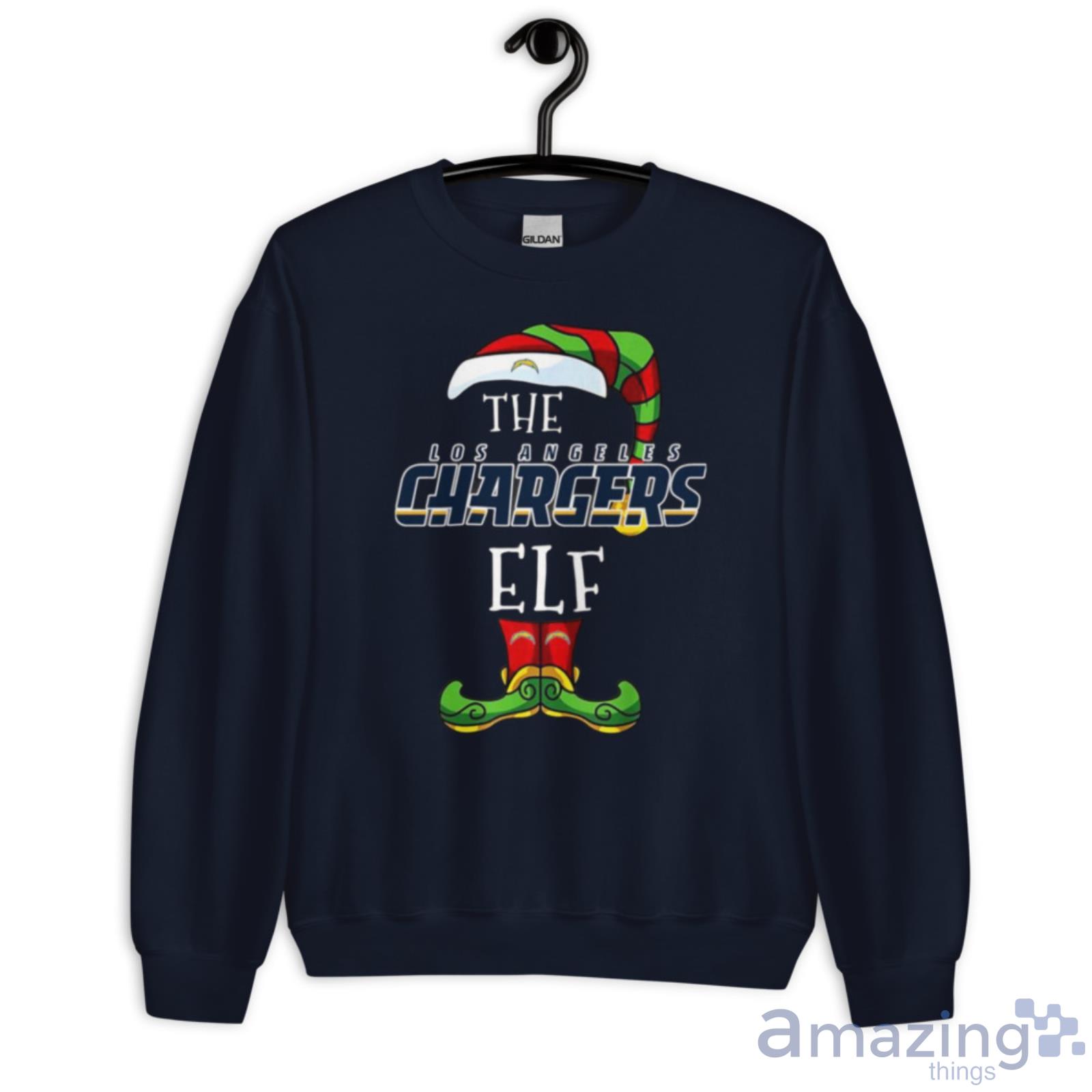 Los Angeles Chargers Christmas Elf Funny Nfl Shirt image Los Angeles Chargers Christmas Elf Funny Nfl Shirt - Unisex Crewneck Sweatshirt-1