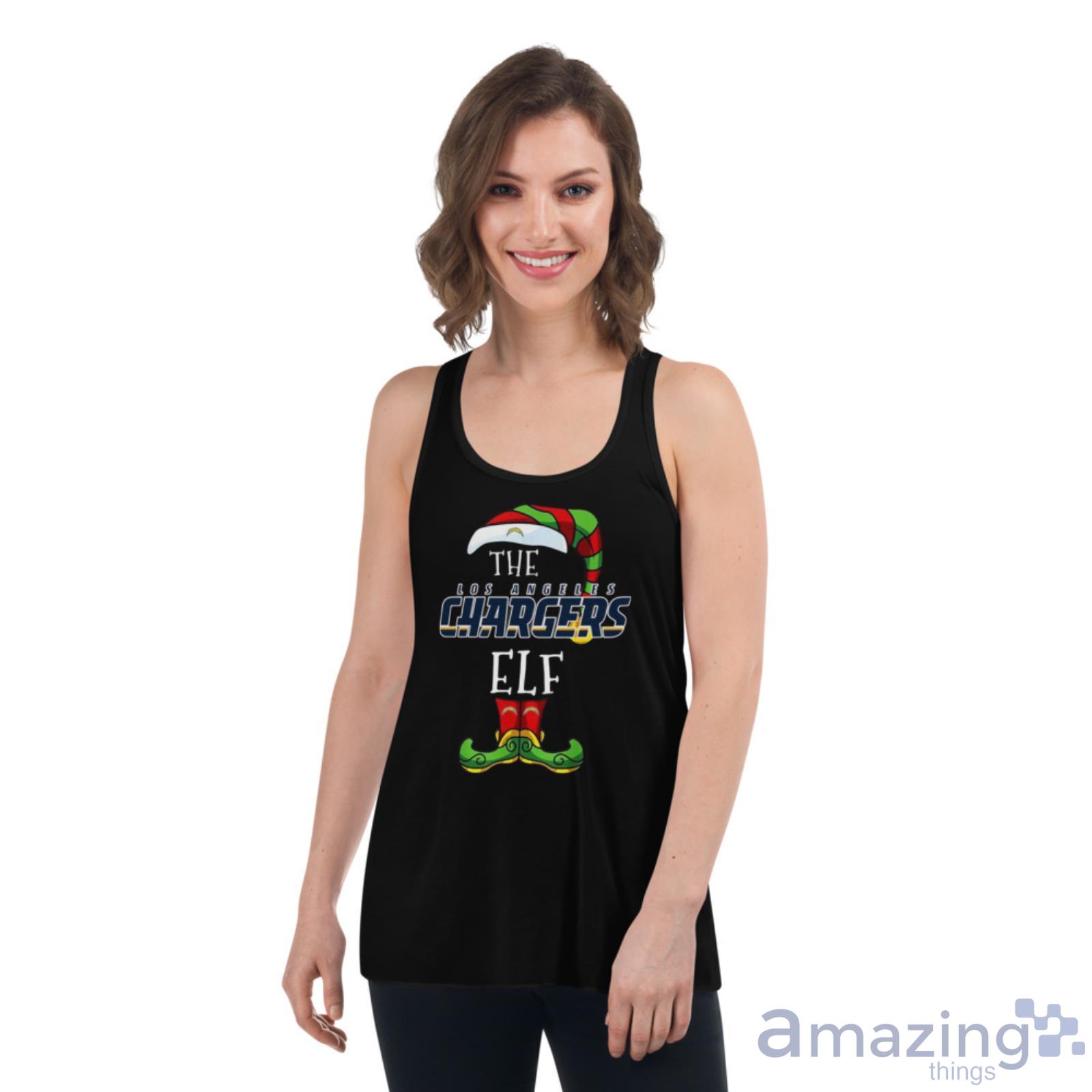 Los Angeles Chargers Christmas Elf Funny Nfl Shirt image Los Angeles Chargers Christmas Elf Funny Nfl Shirt - Womens Flowy Racerback Tank