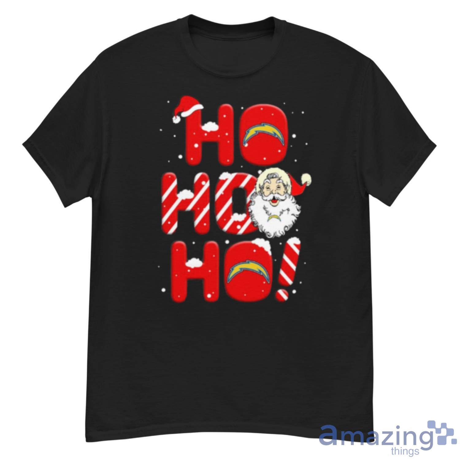 Los Angeles Chargers NFL Football Ho Ho Ho Santa Claus Merry Christmas Shirt - G500 Men’s Classic T-Shirt